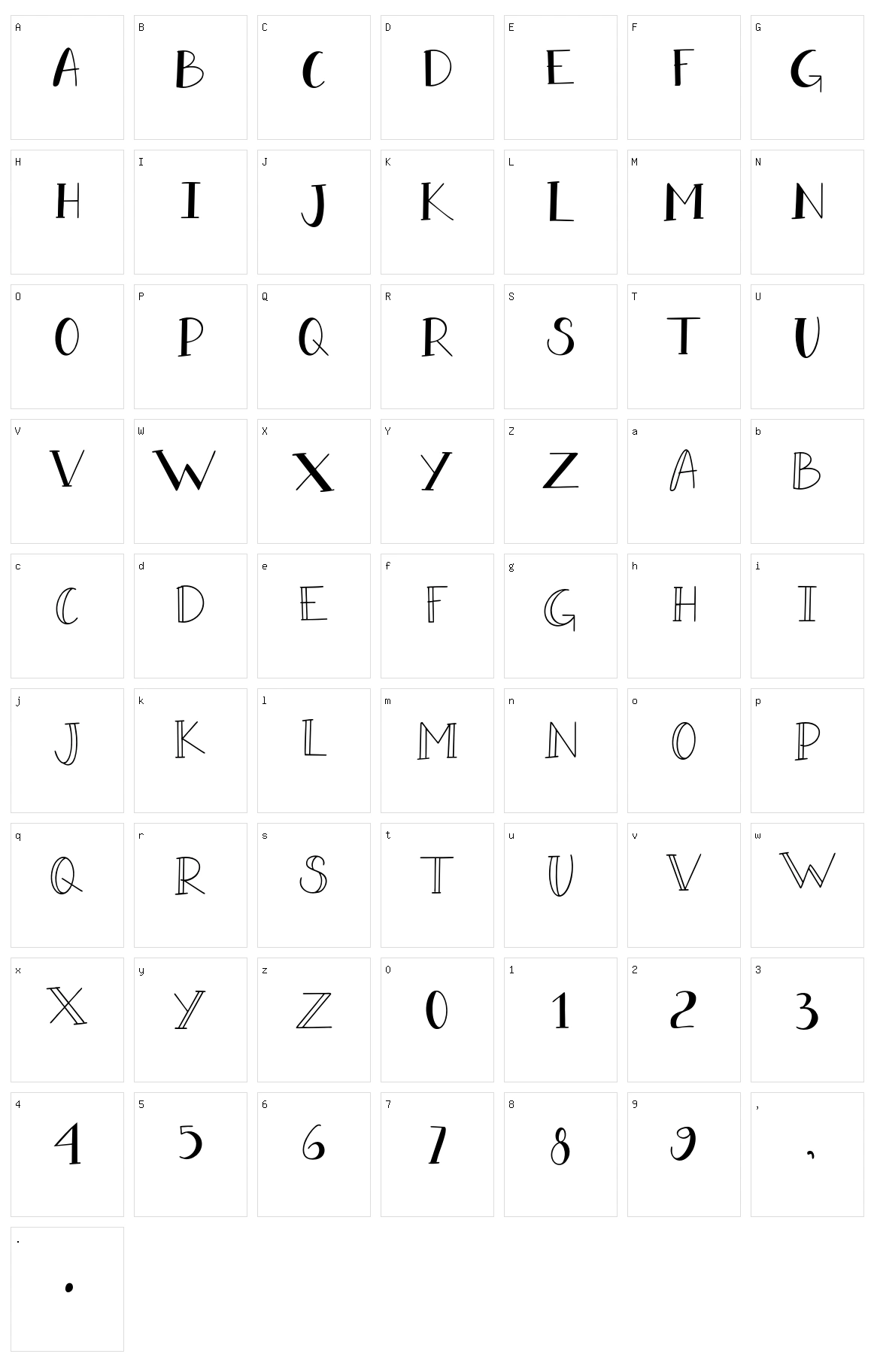 Dora Dore Character Set