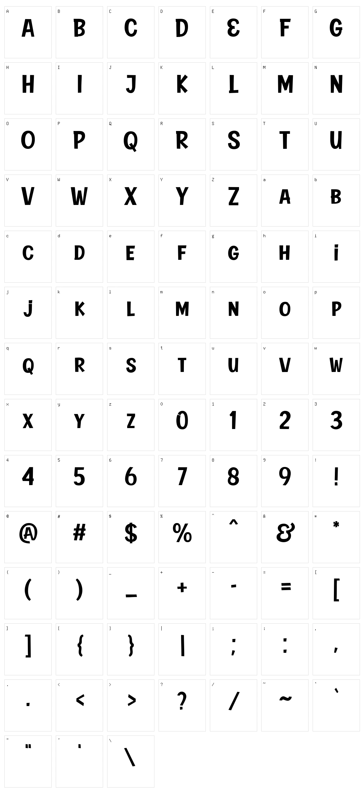 Down Hill Character Set