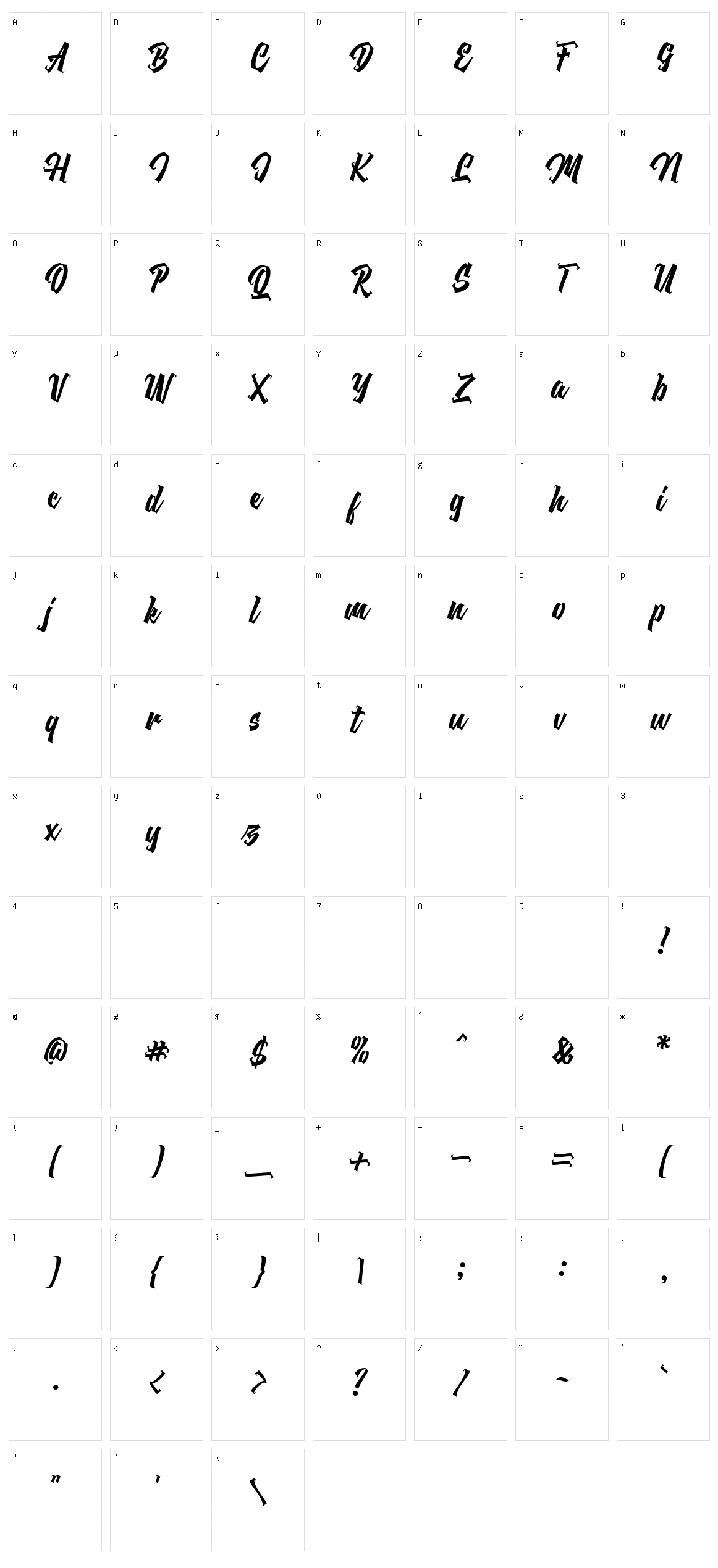 Brigherdz Character Set