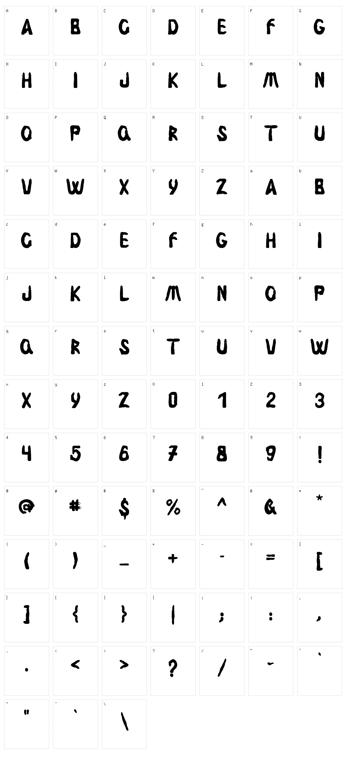 Fingerz Character Set