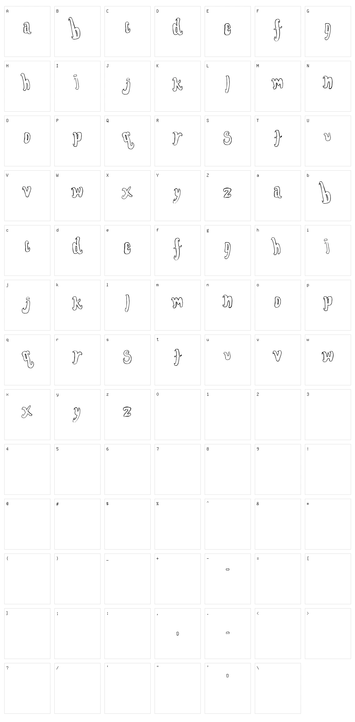 Font for the dumped Character Set