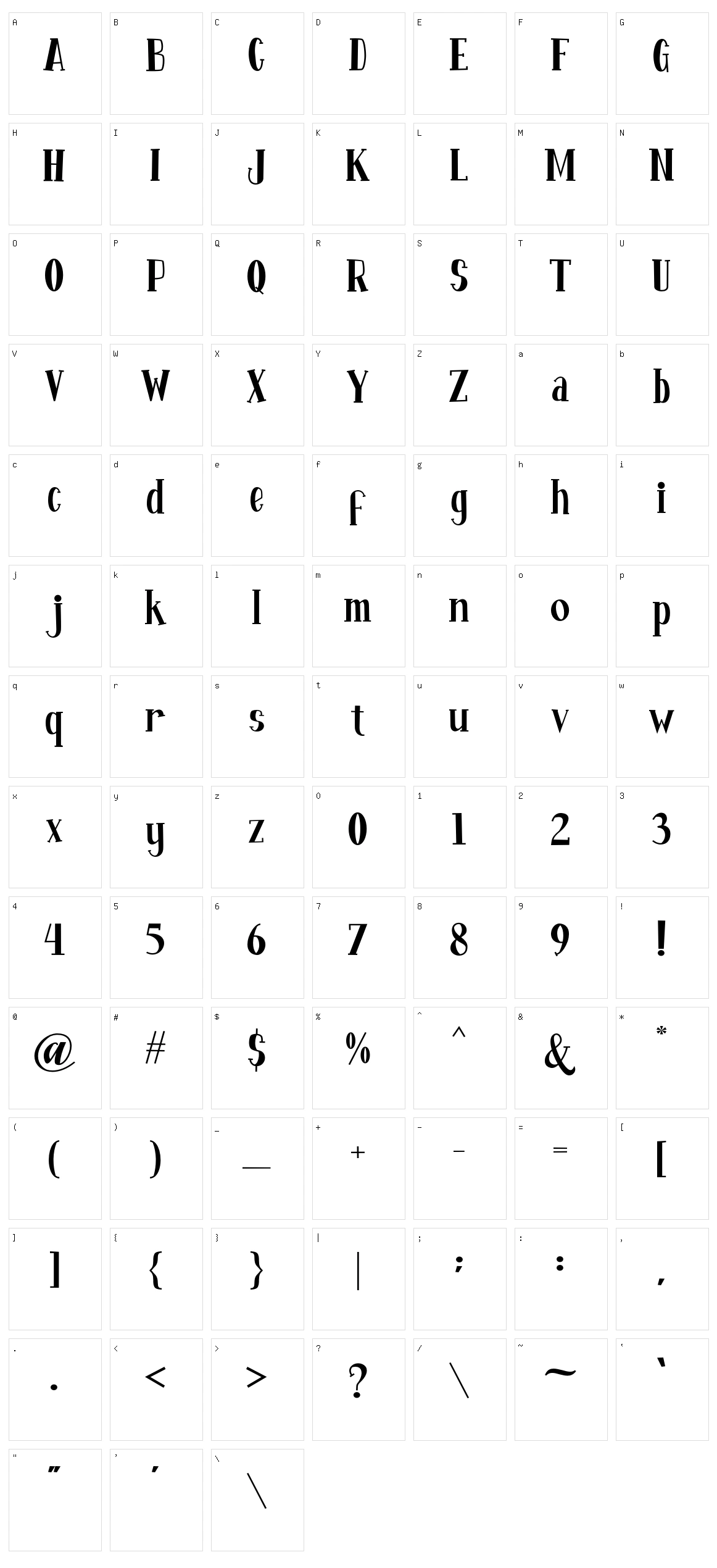 Fontastique Character Set