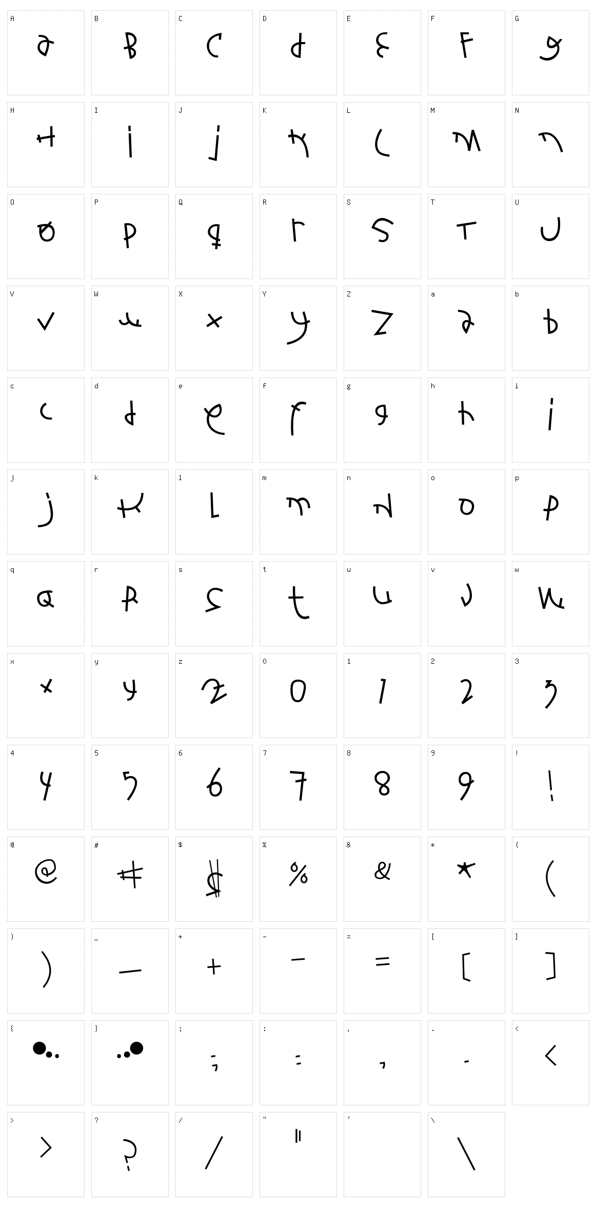 Fontbardeo Character Set