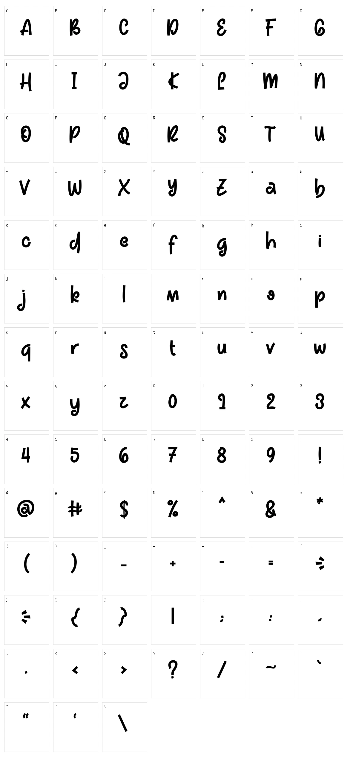 Foodpacker Character Set