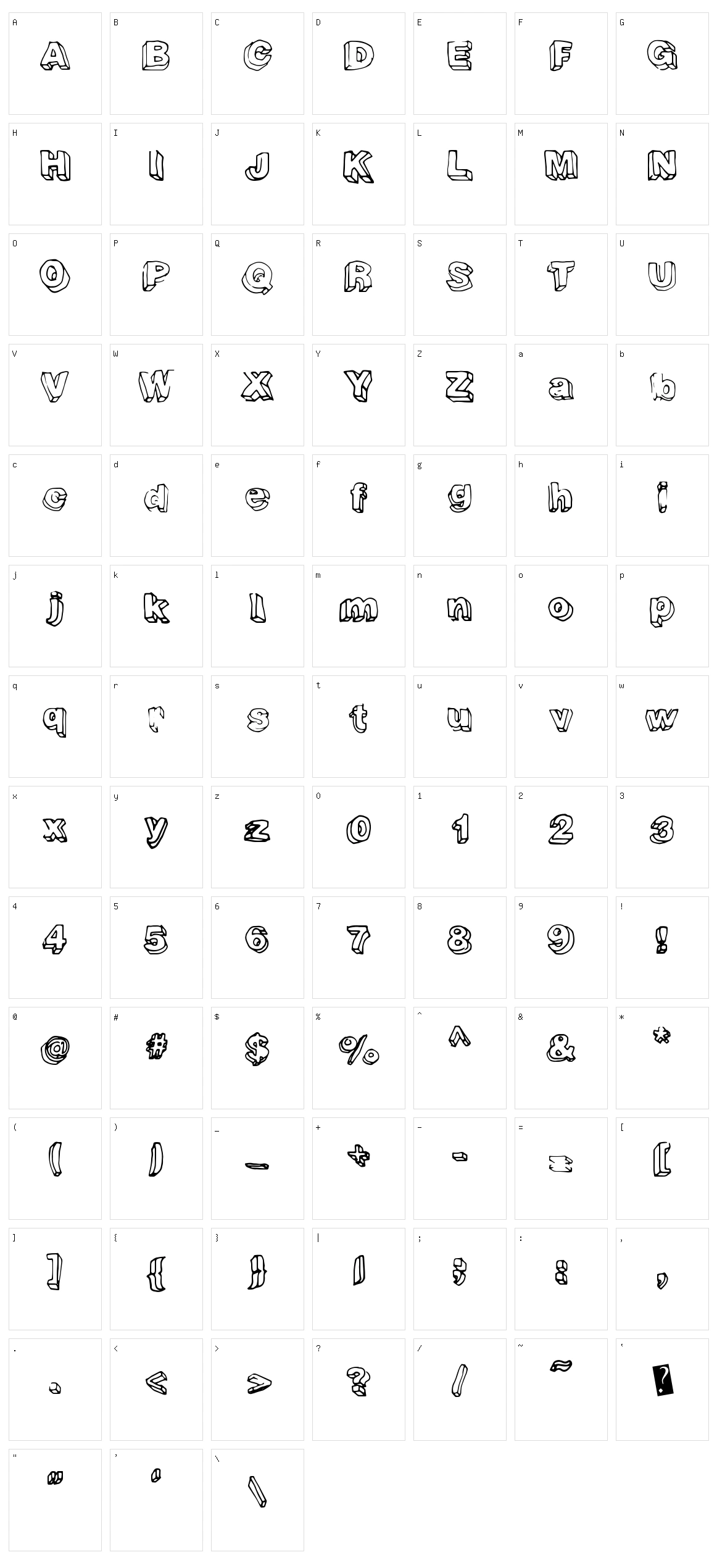 Fourth Dimension Character Set