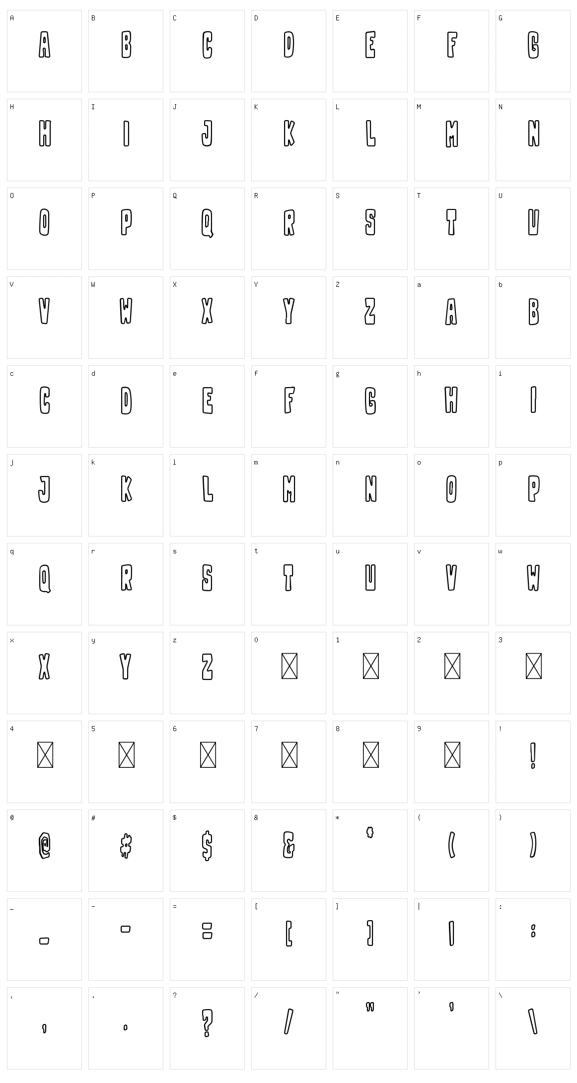 Franky Outline Character Set
