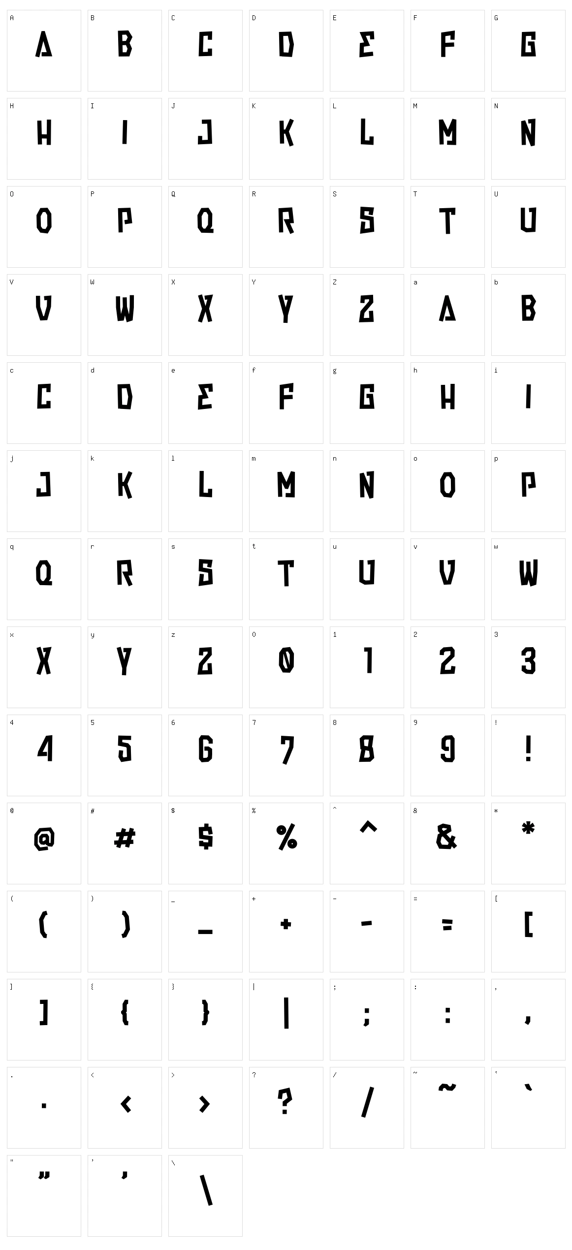 Streetwall Allcaps Character Set