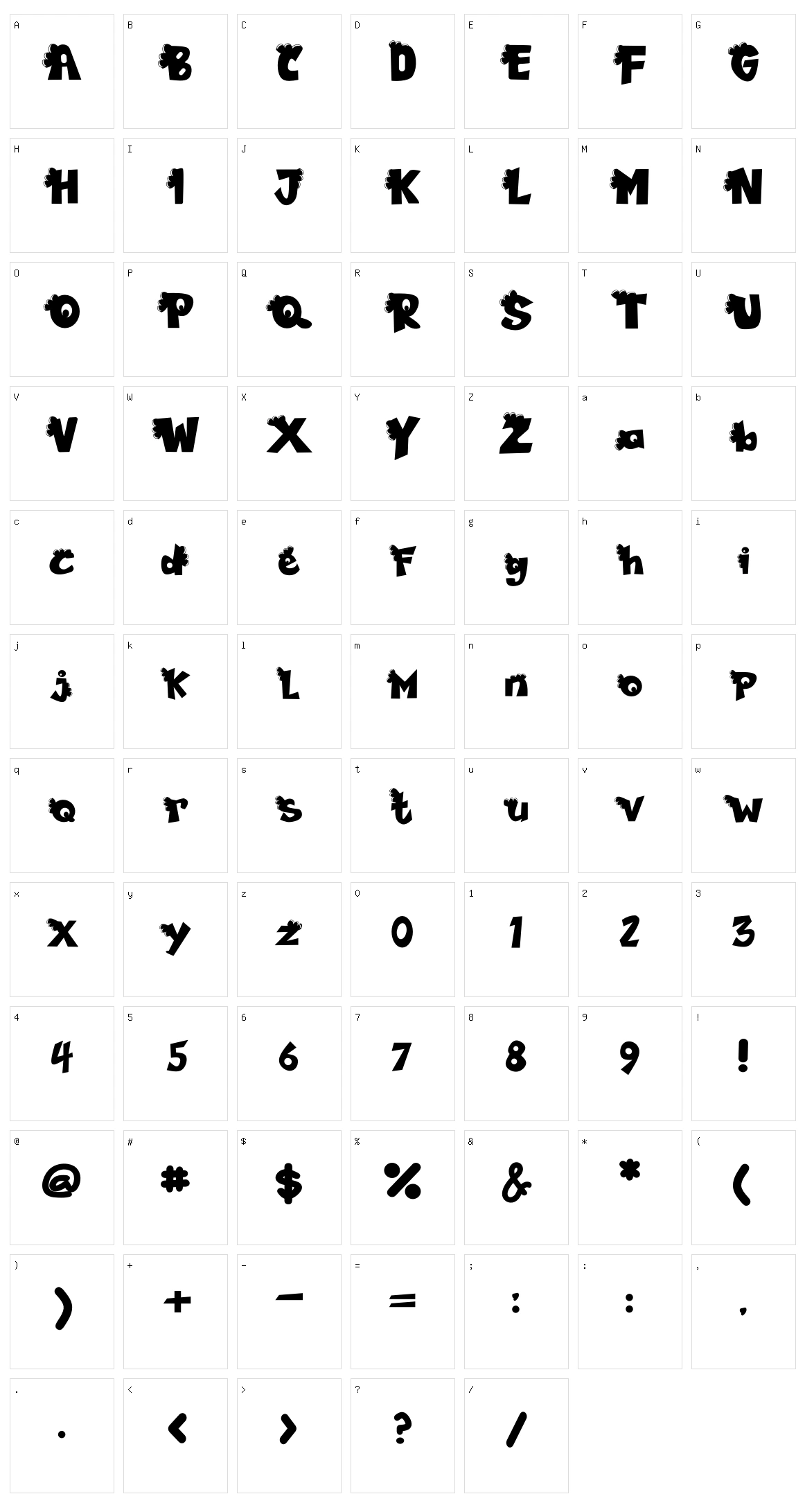 Funny Font Character Set