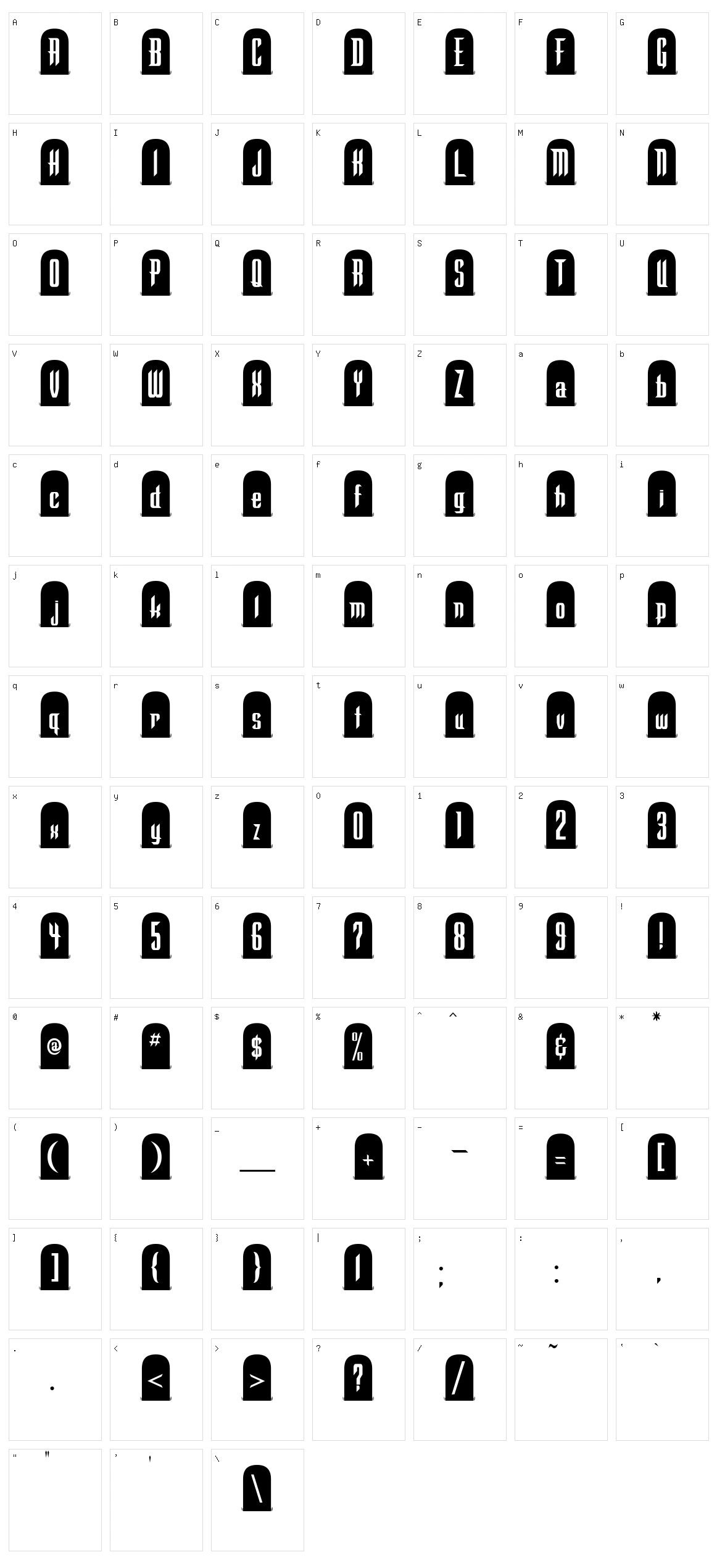 Tombstone Character Set