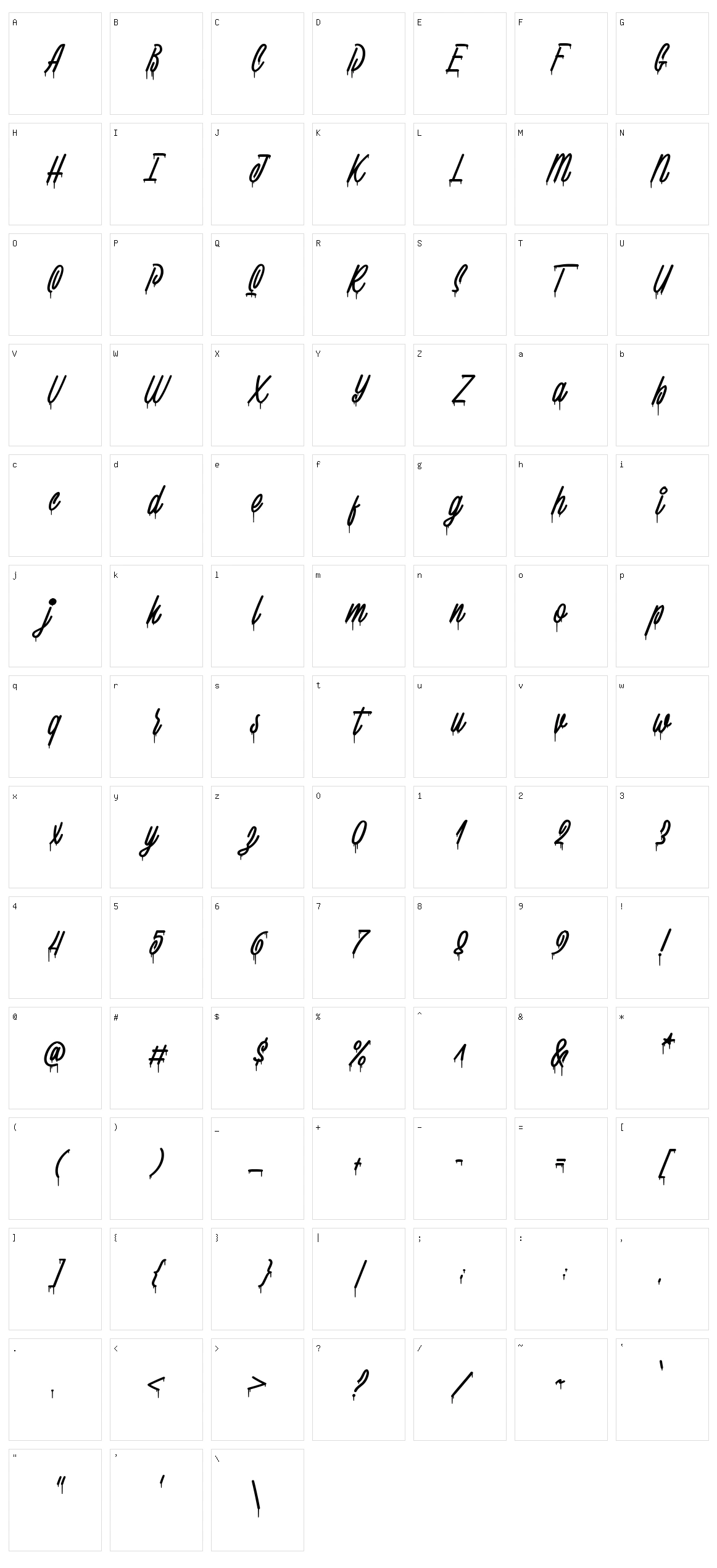 Squizers Marker Character Set
