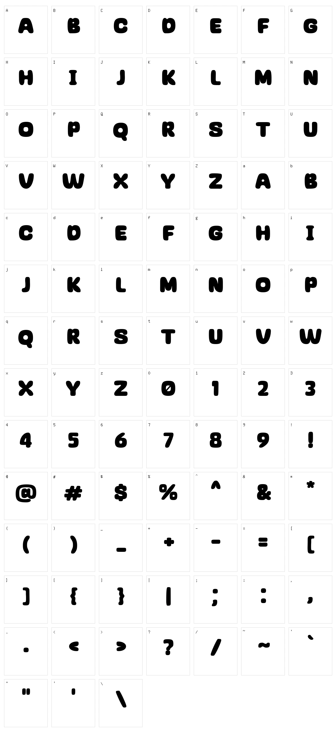 Gladly Accept Character Set