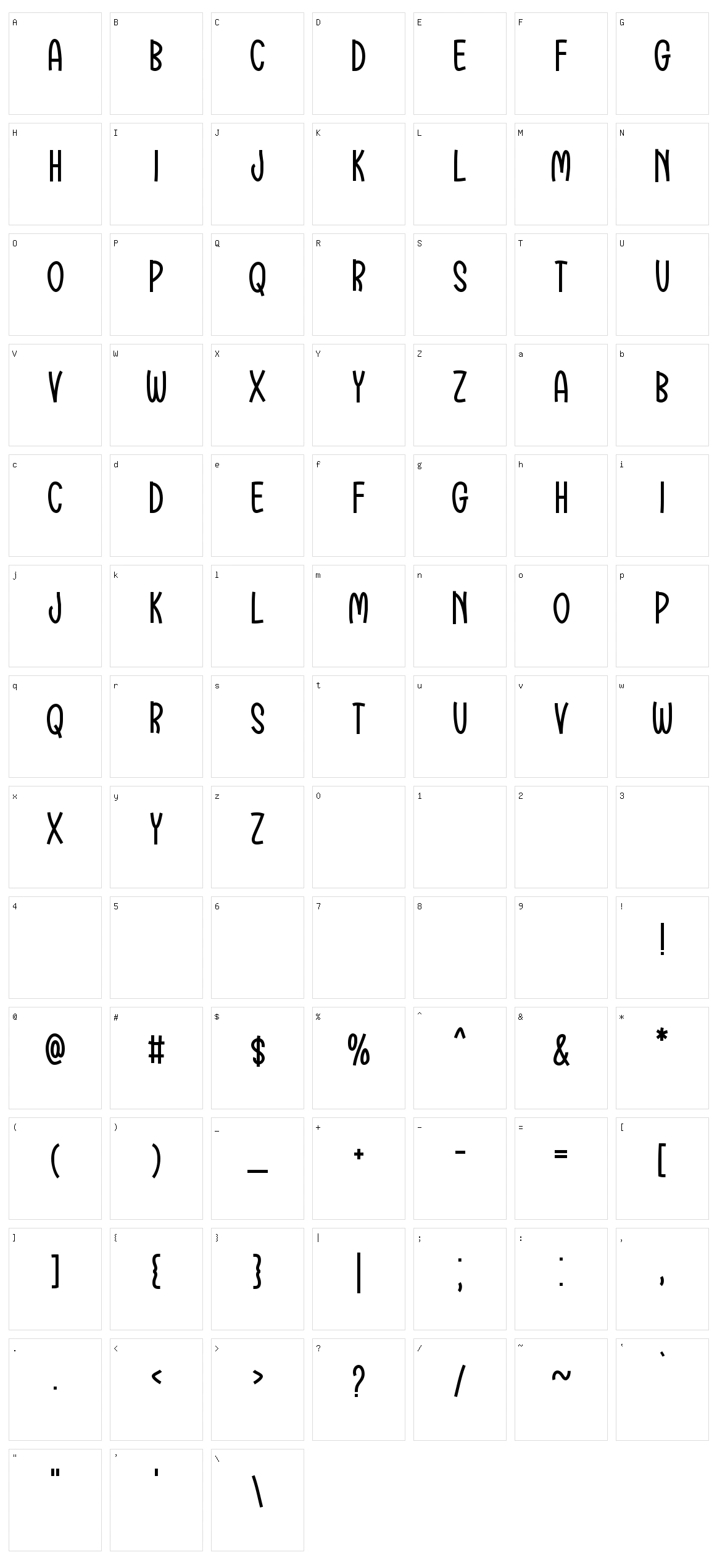 Gladsome Morning Character Set