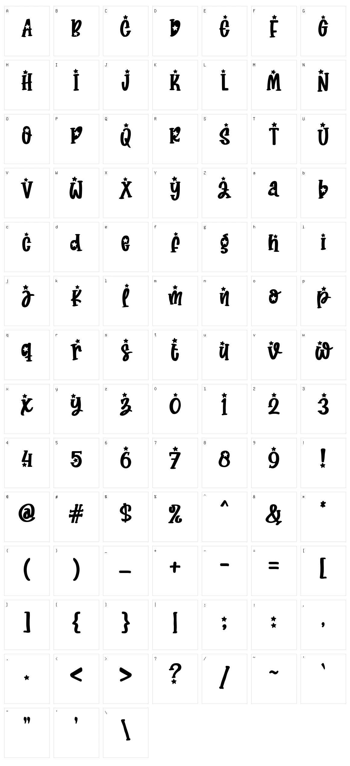 Glowing Star Character Set