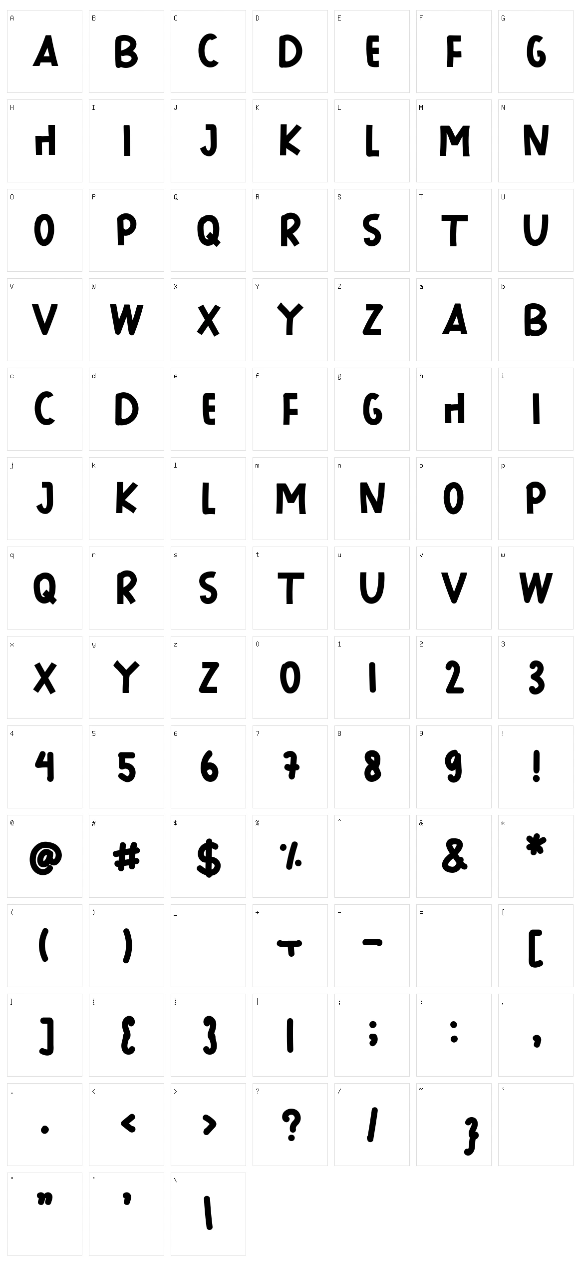 Grandfont Character Set