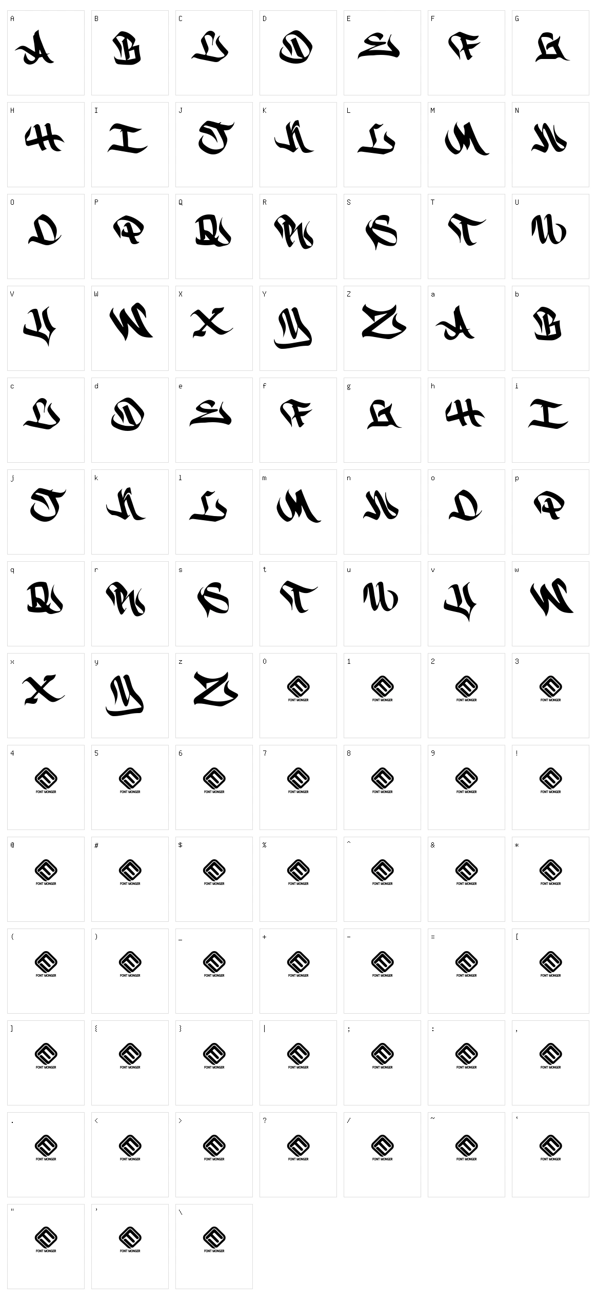 Hazard One Character Set