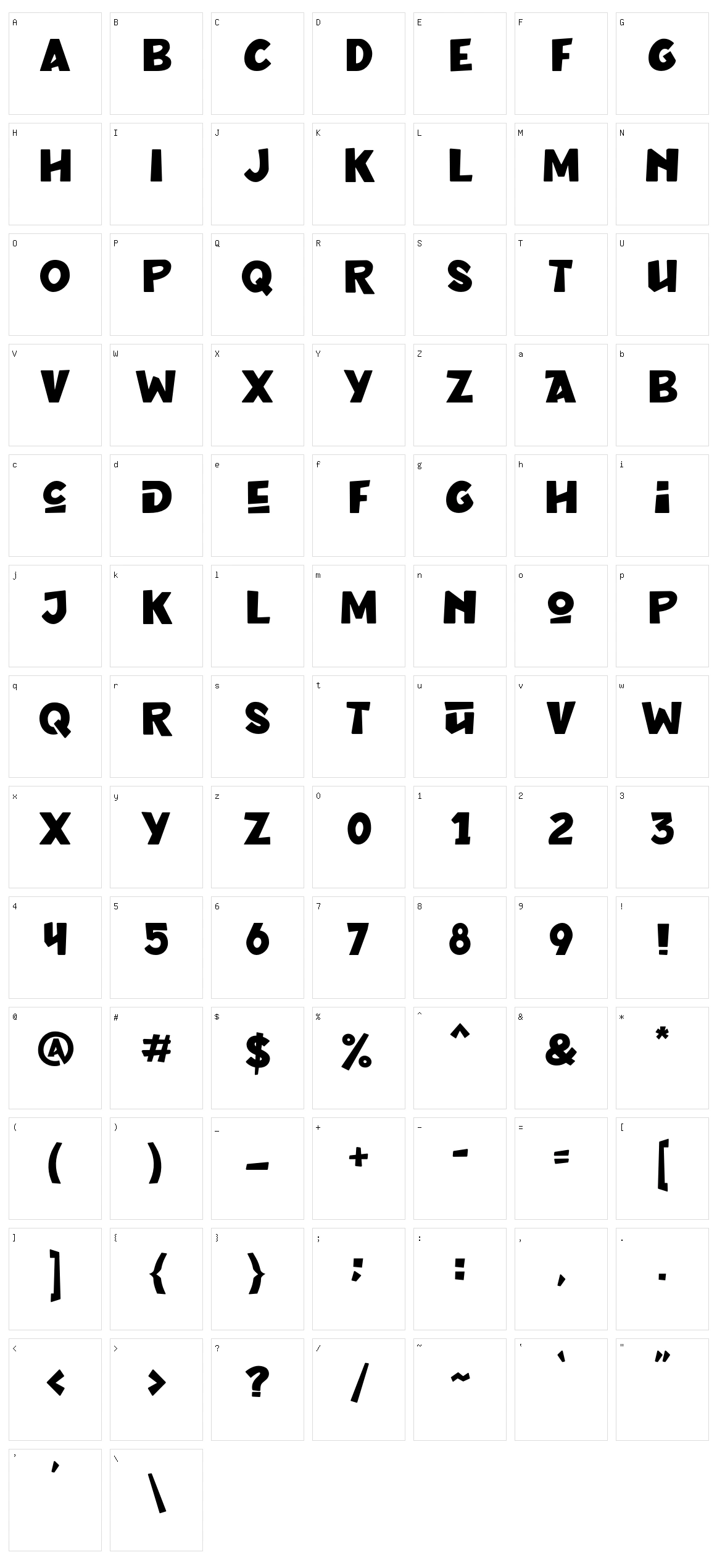 Grozel Character Set