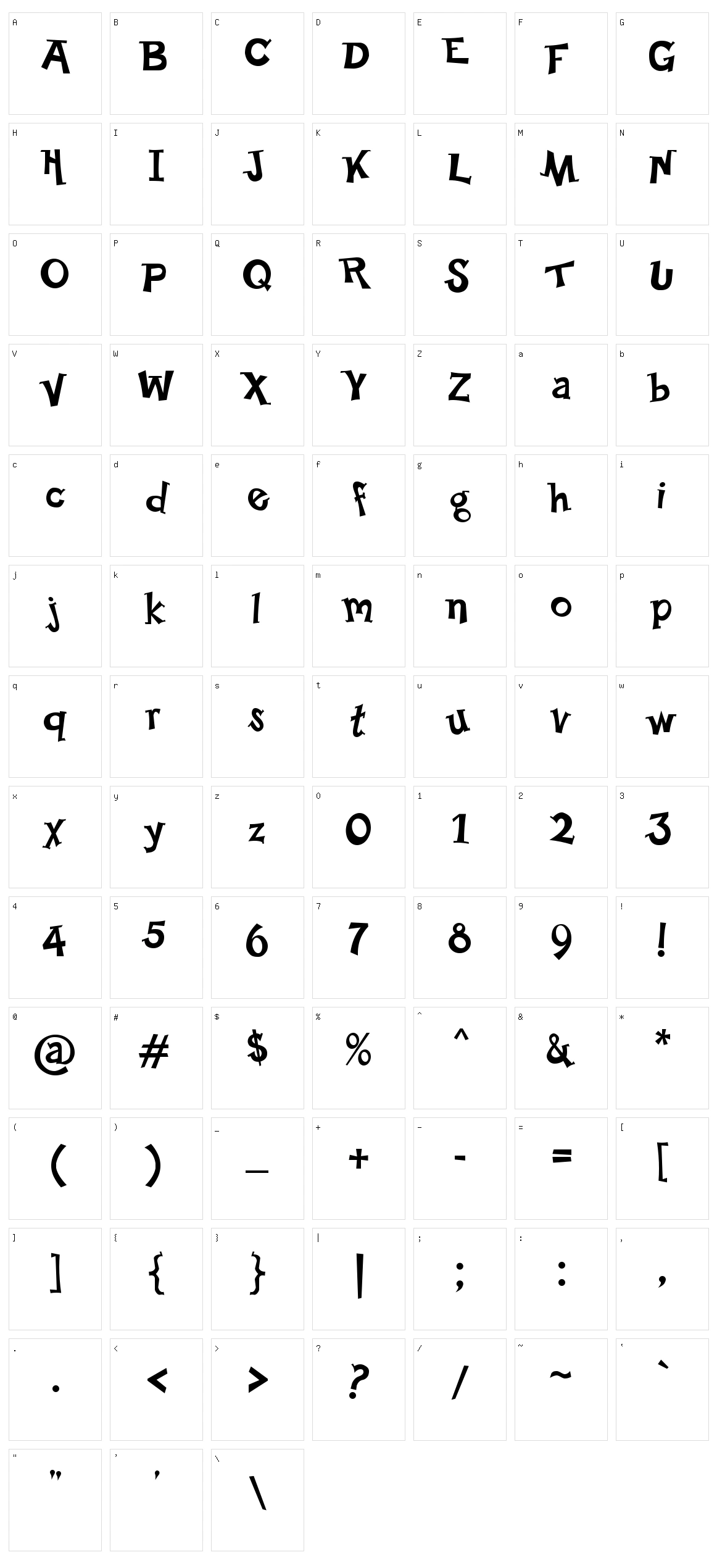 Happy Serif Character Set