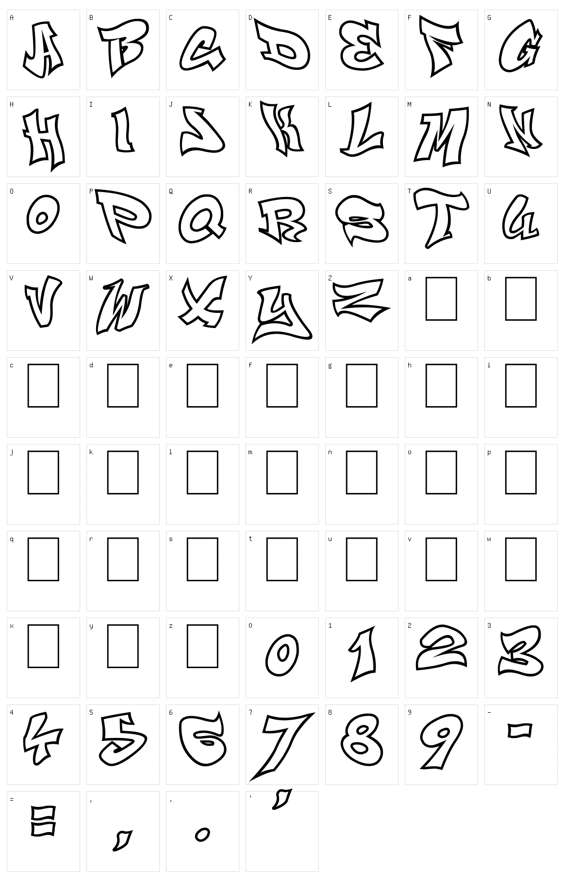 Smasher 312 Character Set