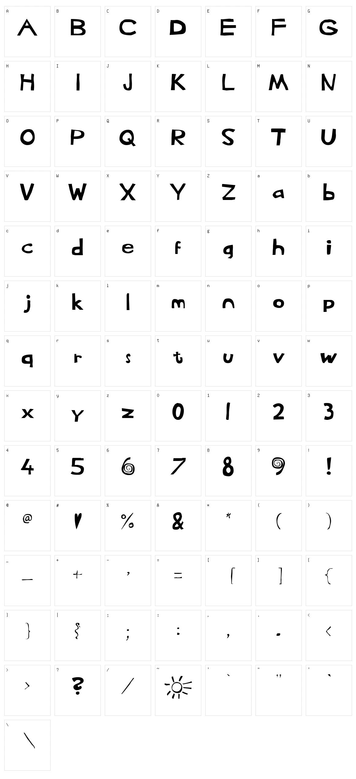 Heffaklump Character Set