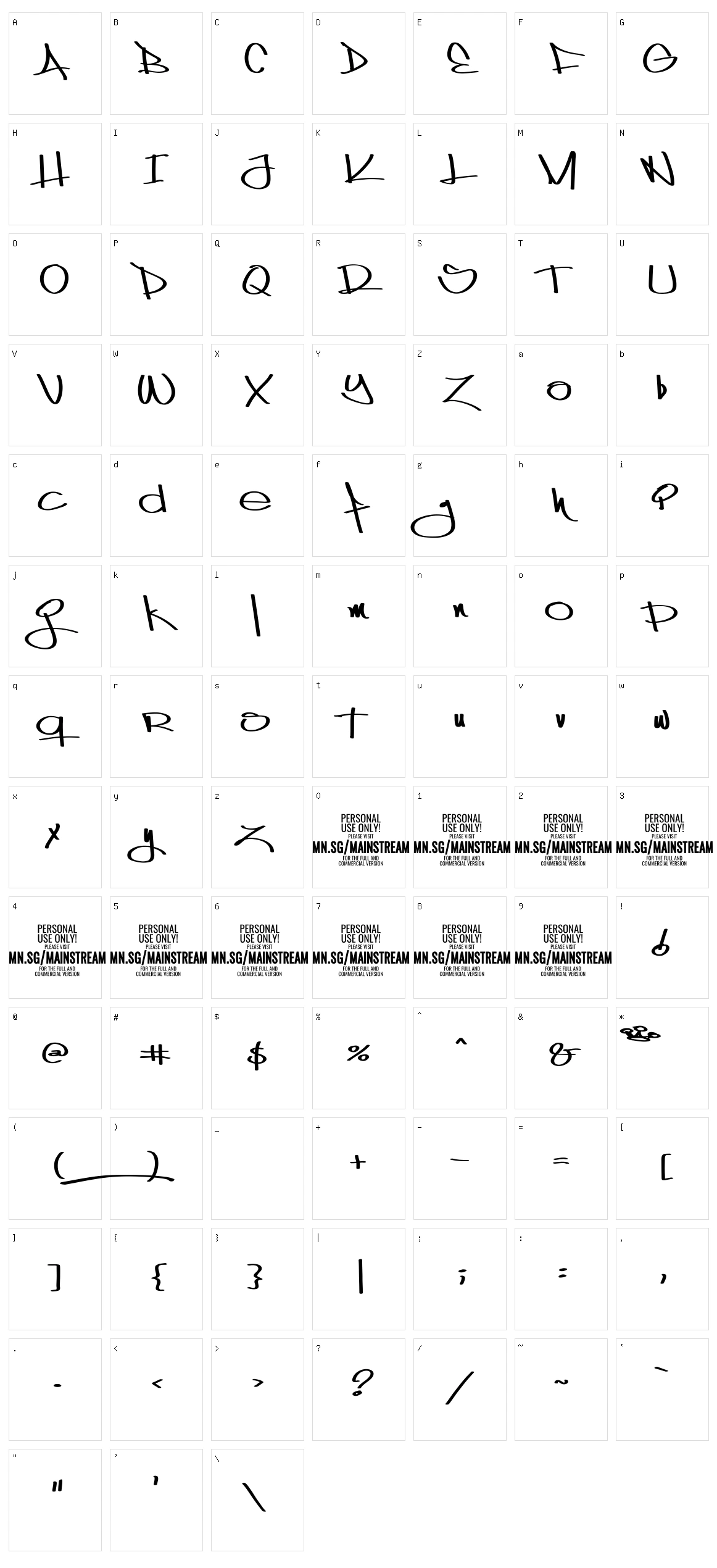 Mainstream Character Set