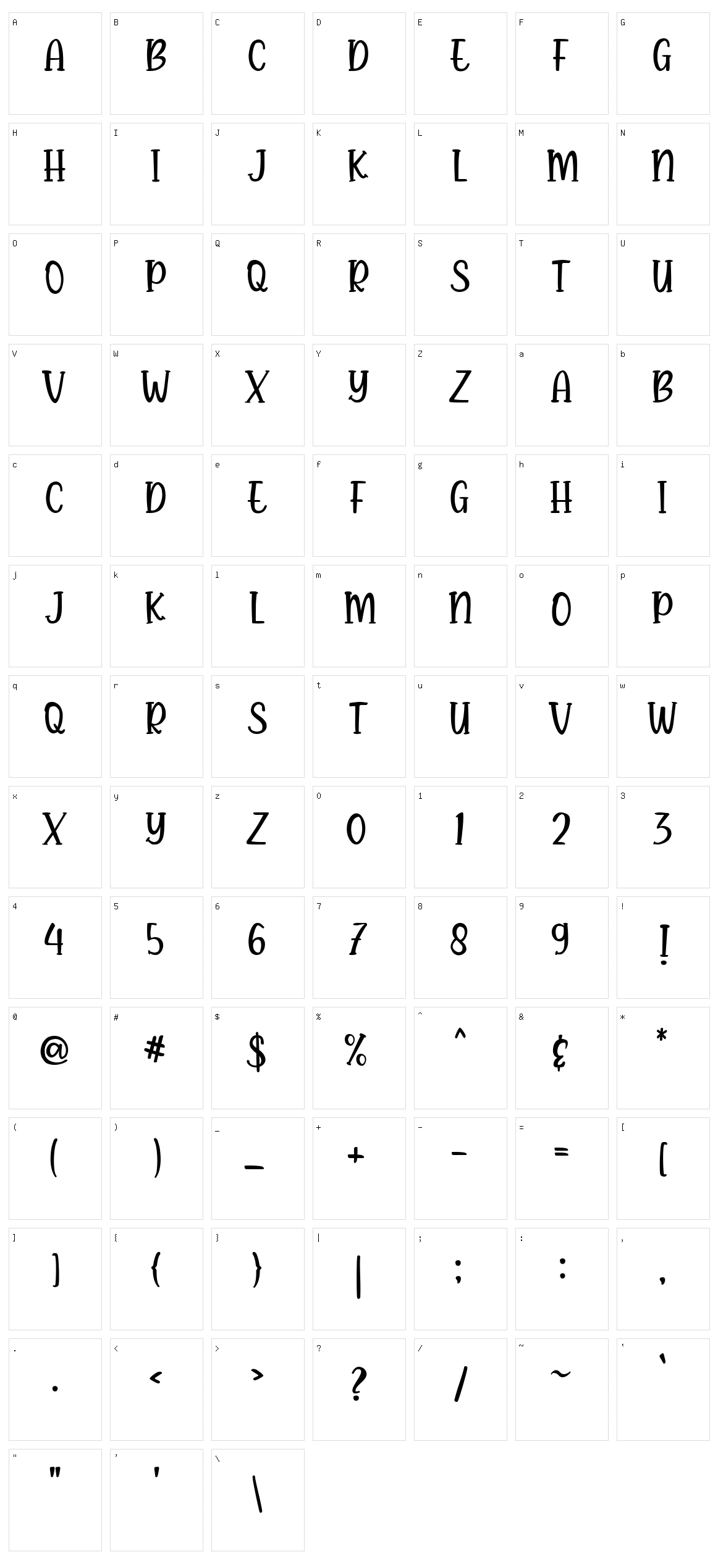 Hello Agatha Serif Character Set