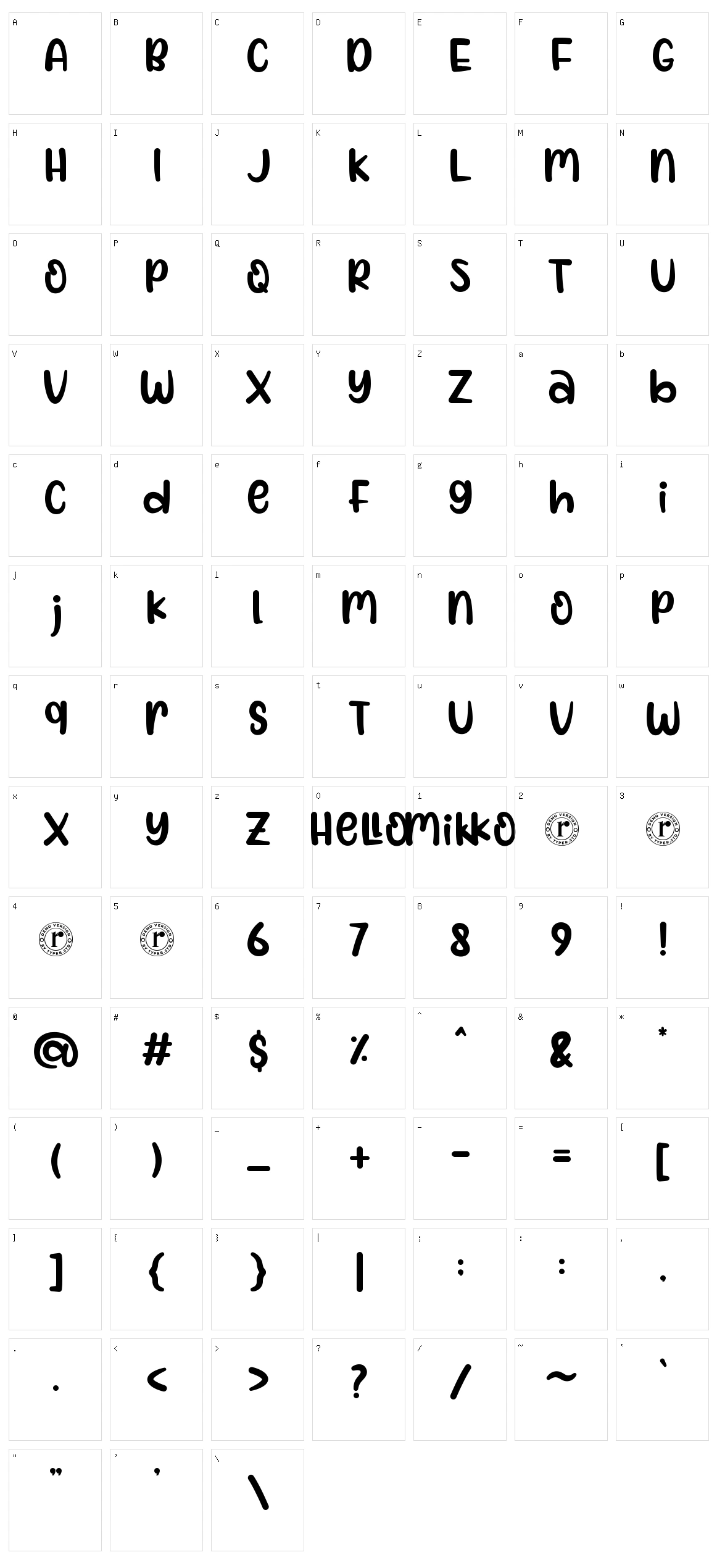 Hello Mikko Character Set