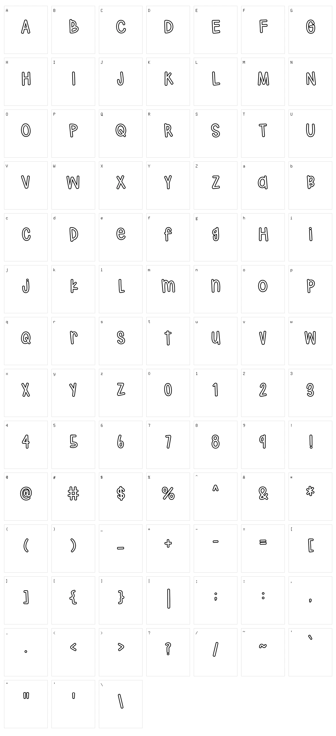 Hodgepodgery Outline Character Set