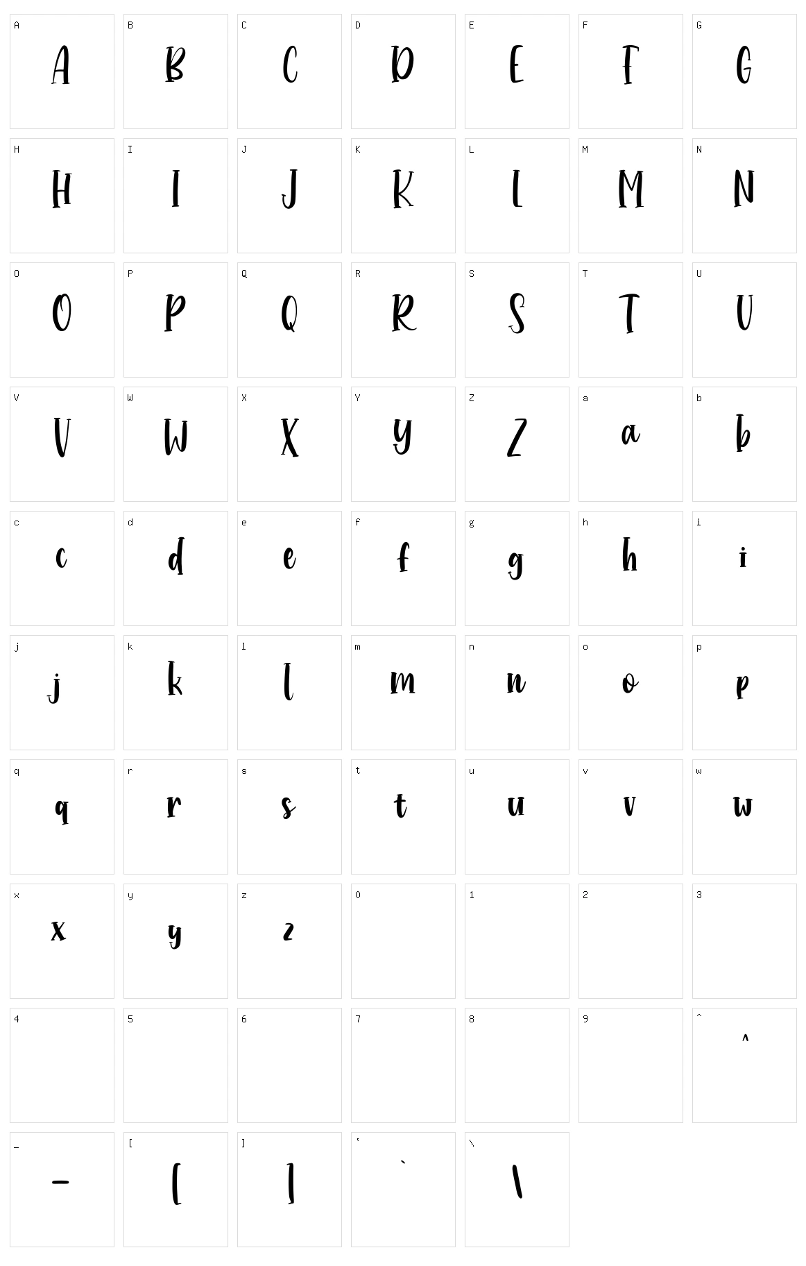 Hollowcoves Character Set