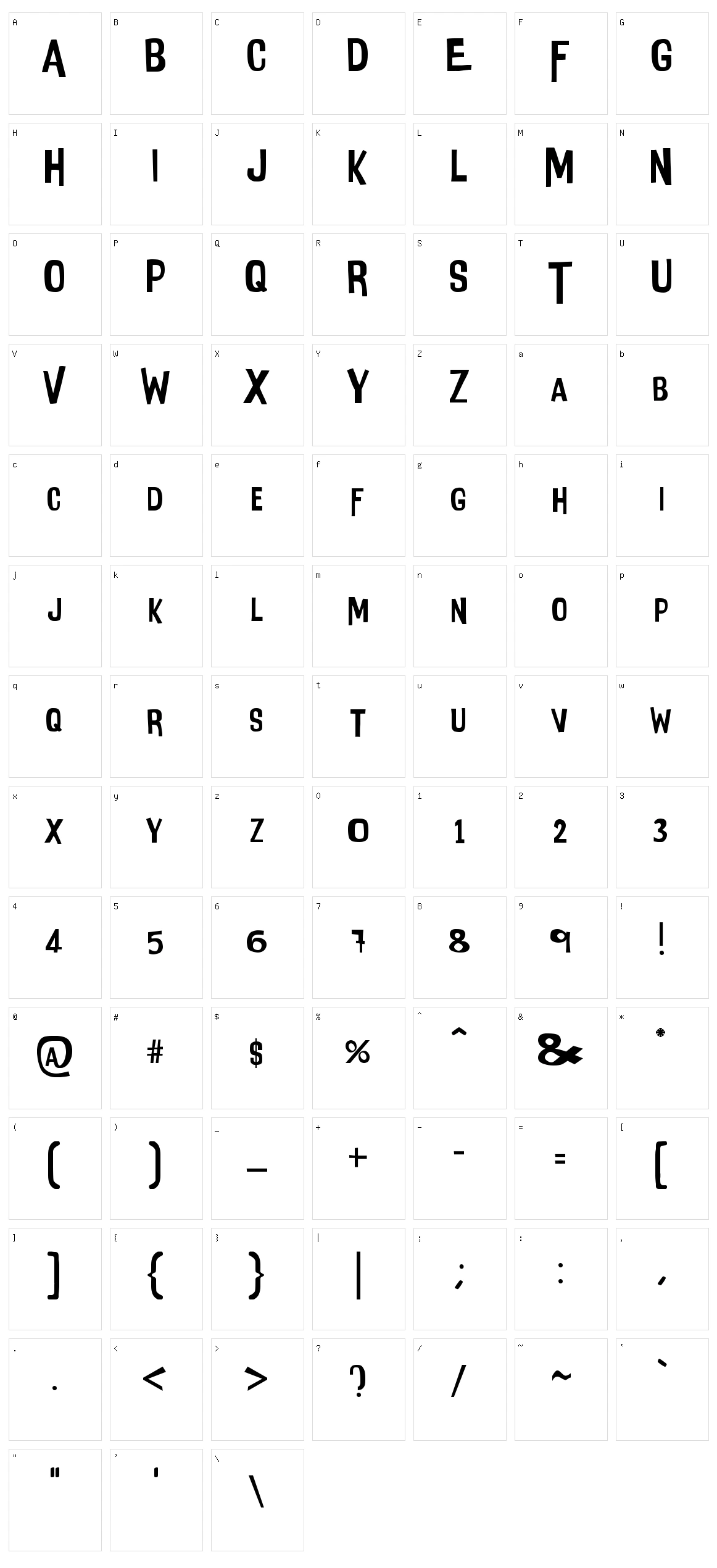 Intensa Fuente Character Set
