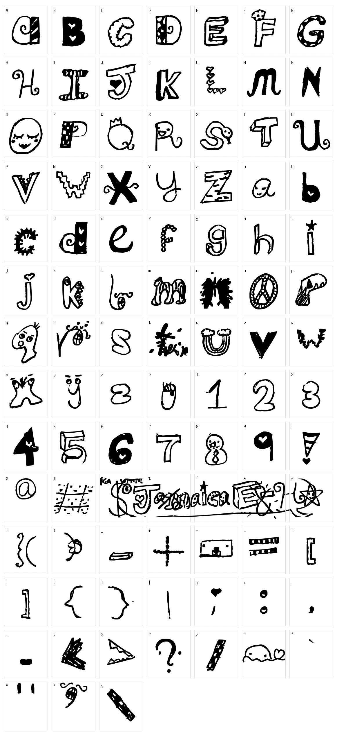 Jamaicafont Character Set