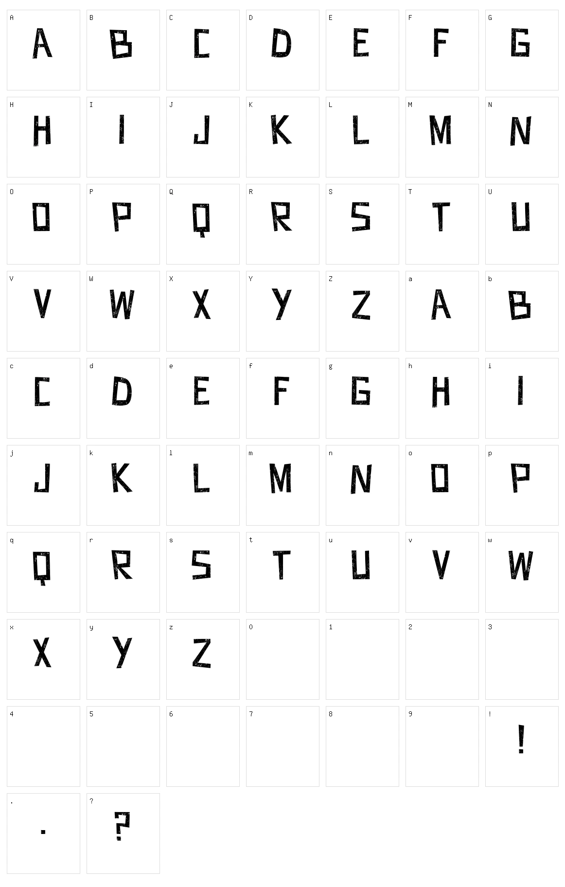 James Fonts Character Set