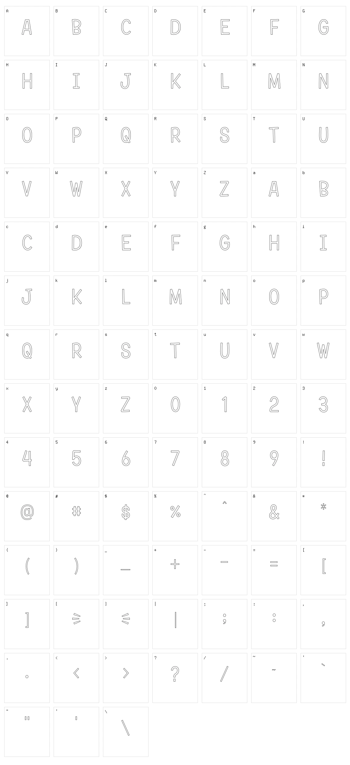 Jelfish Character Set