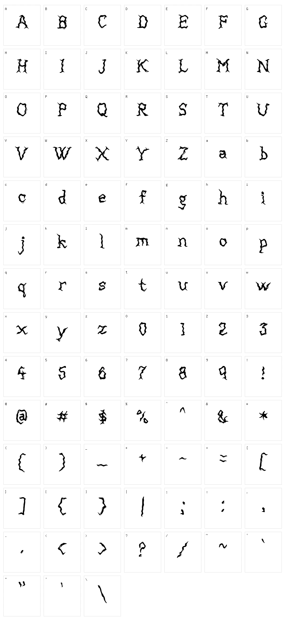 Mortified Character Set