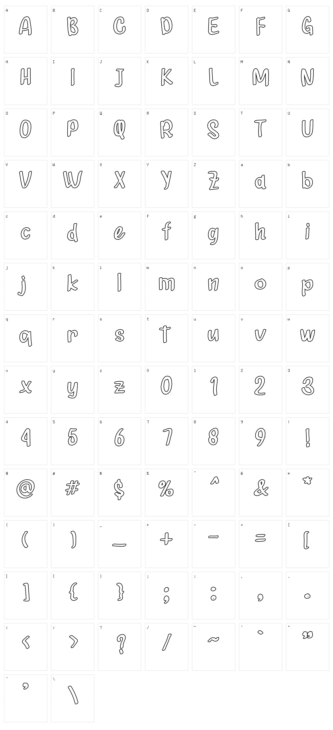 Kampret Koe Character Set