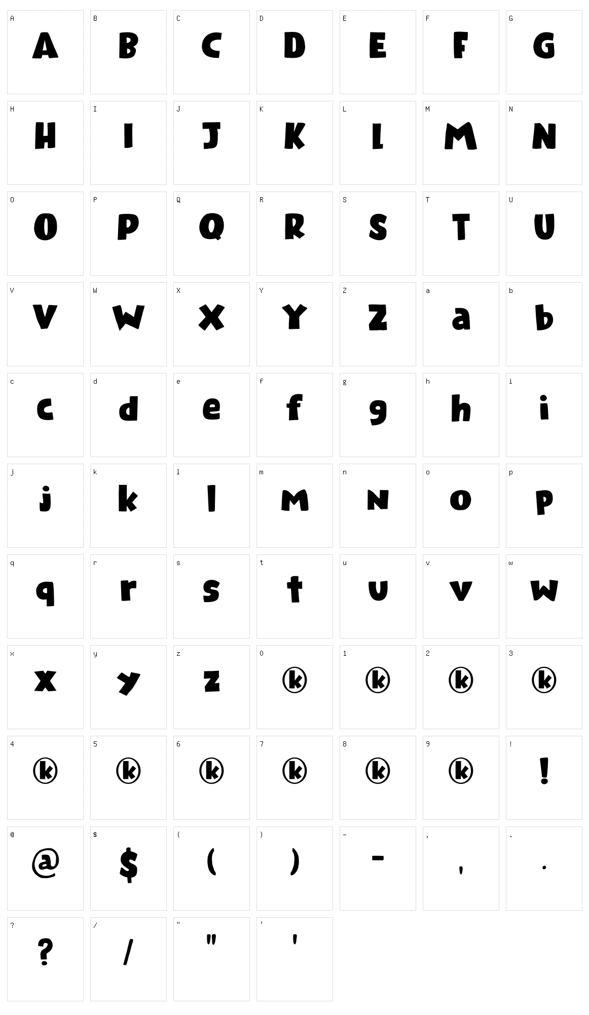 Kandij Character Set