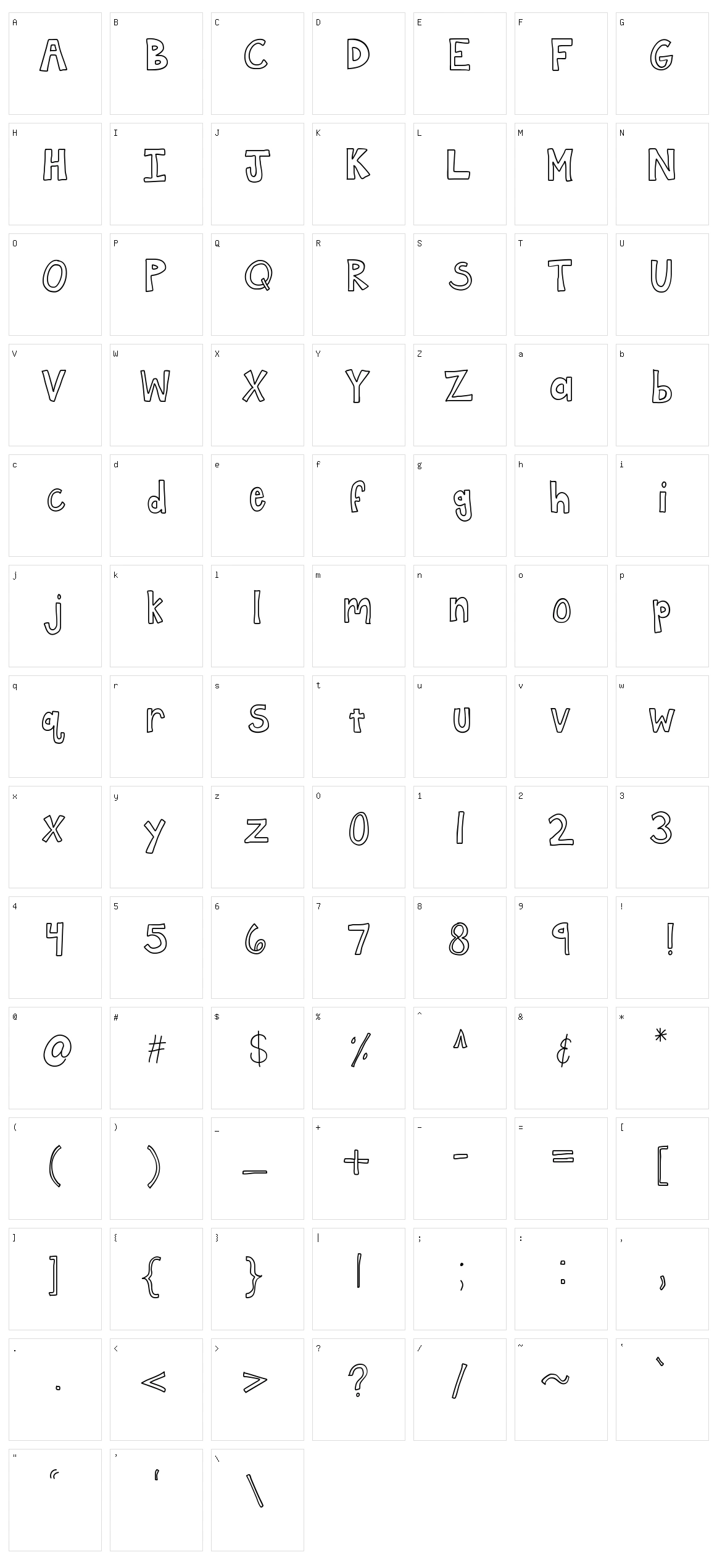 KB Framework Character Set