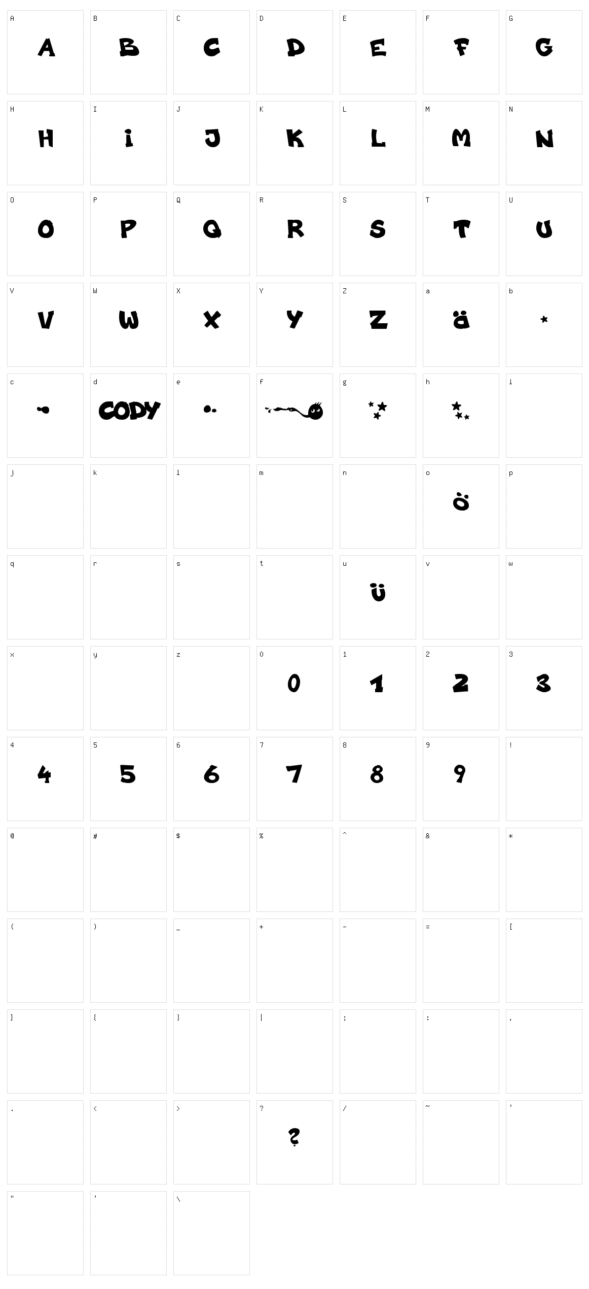 Codygraff Character Set