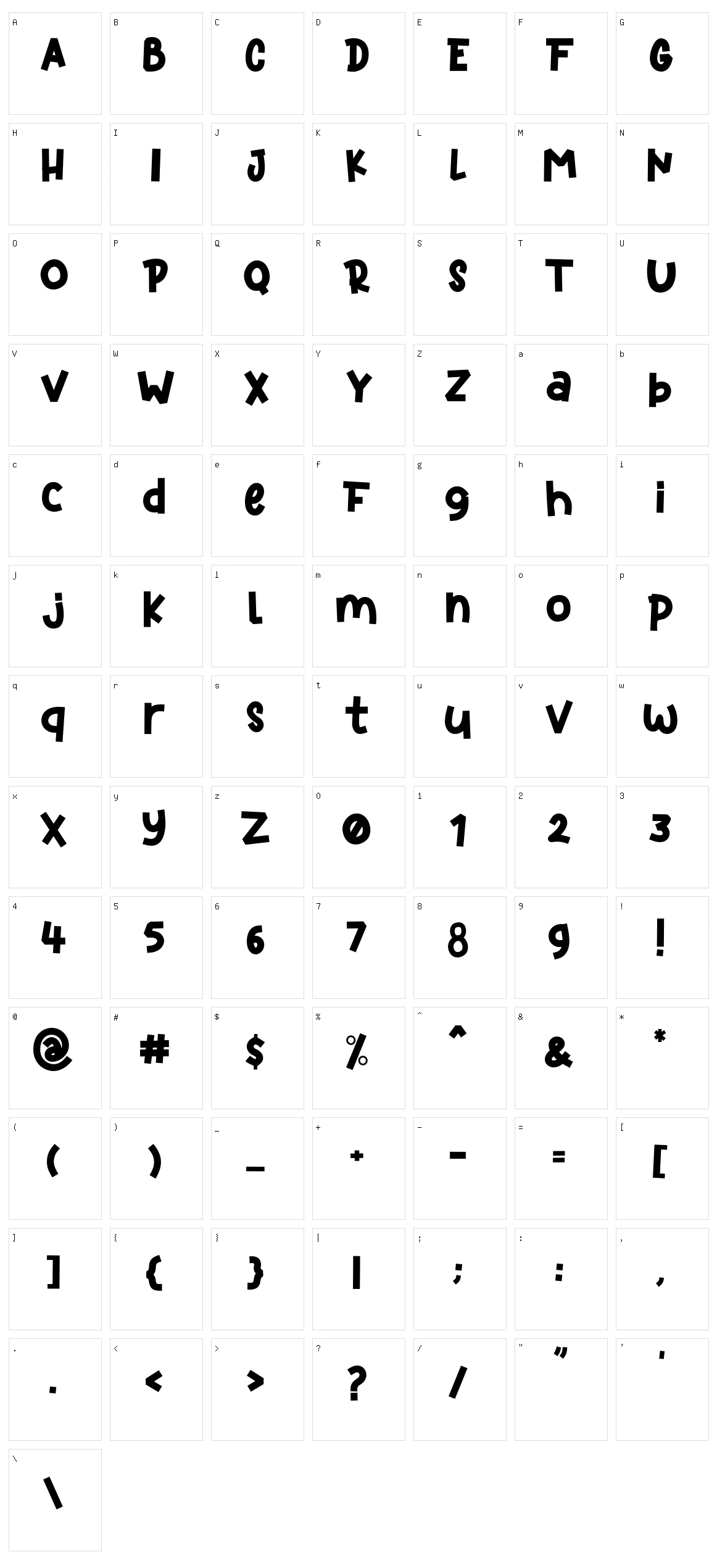 Kidspace Character Set