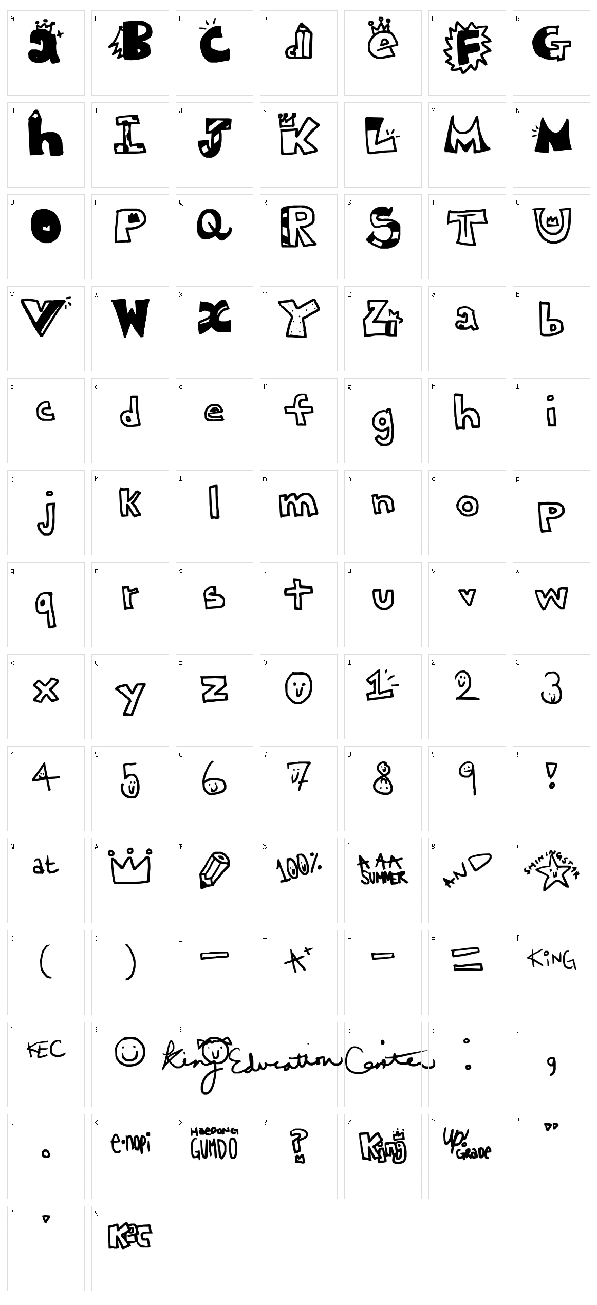 King Education Center Character Set