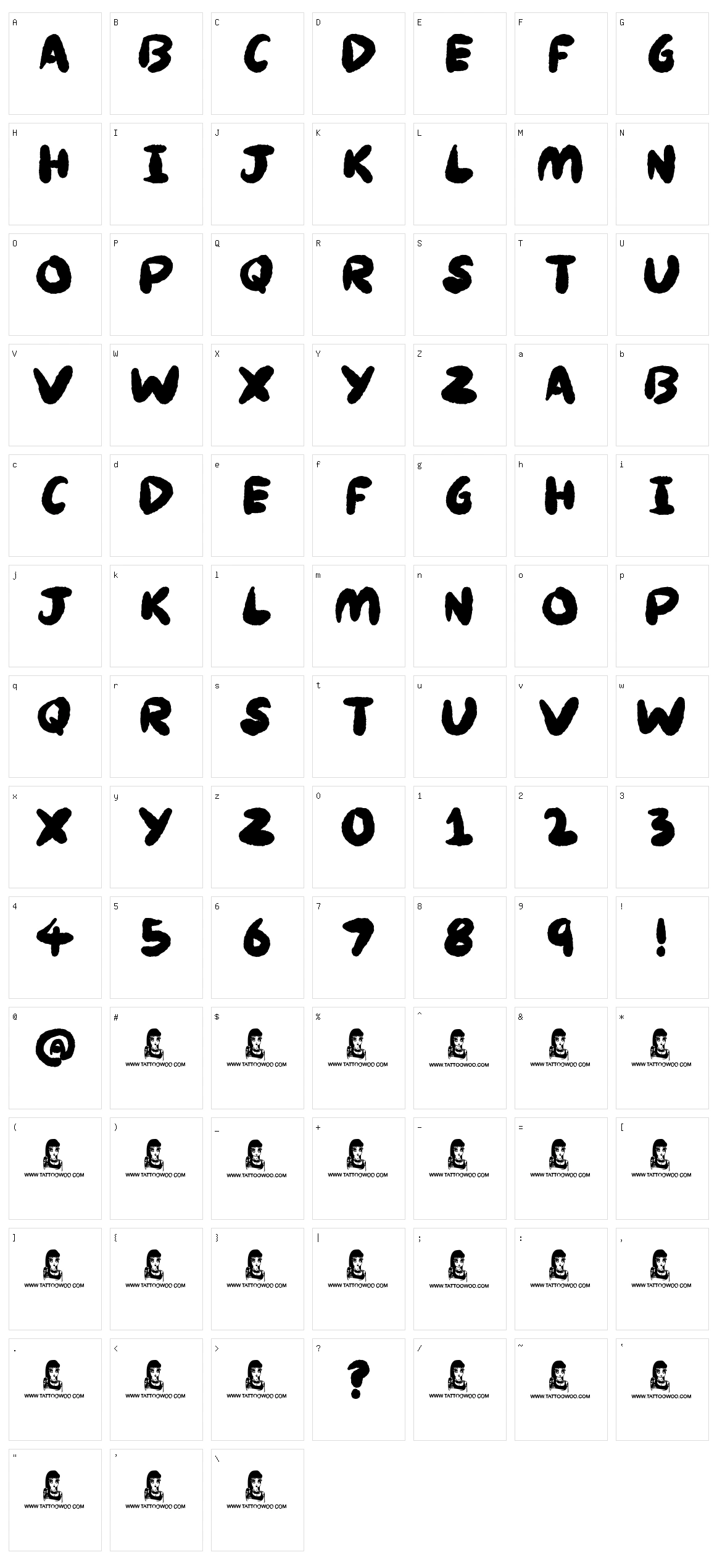 Knackers Character Set