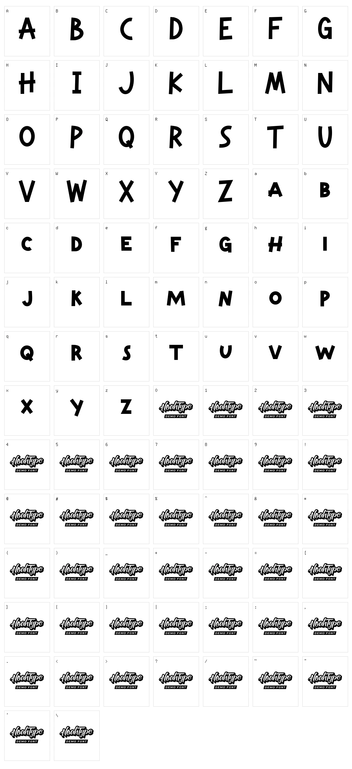 Komic Sunday Character Set