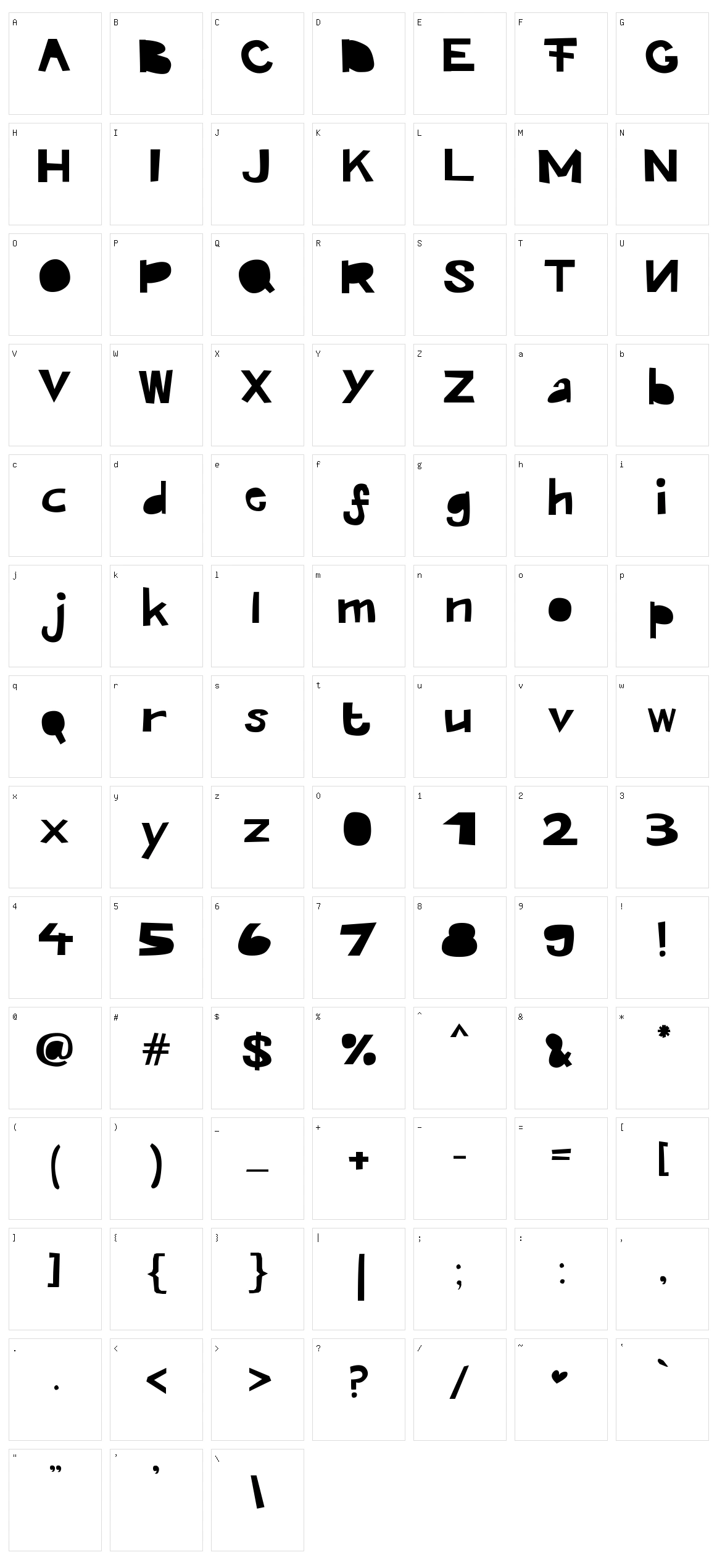 Kroeskop Character Set