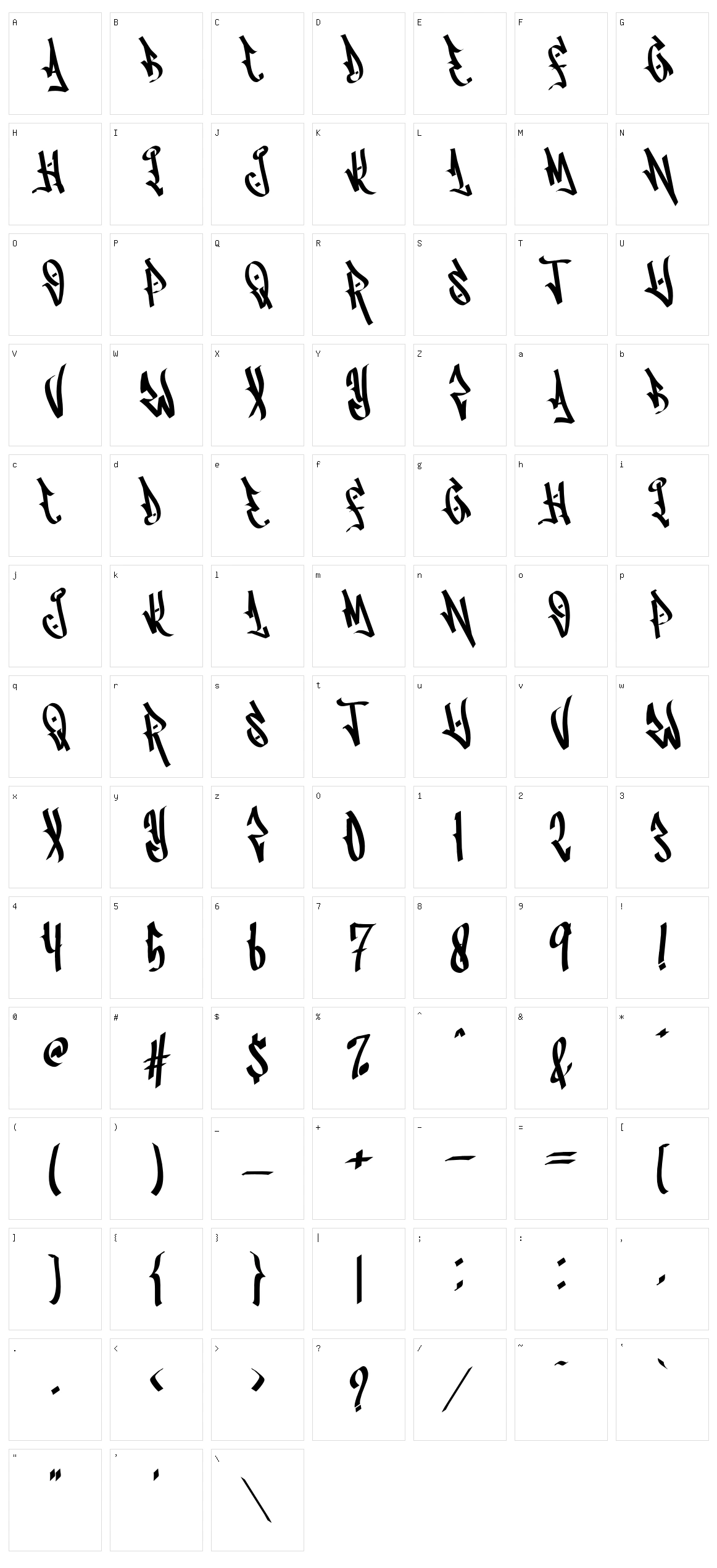 Infancy Character Set