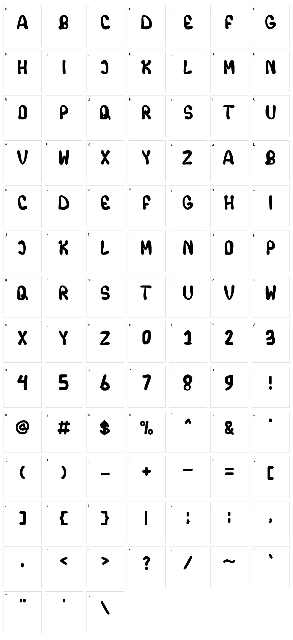 Lemon Frex Character Set