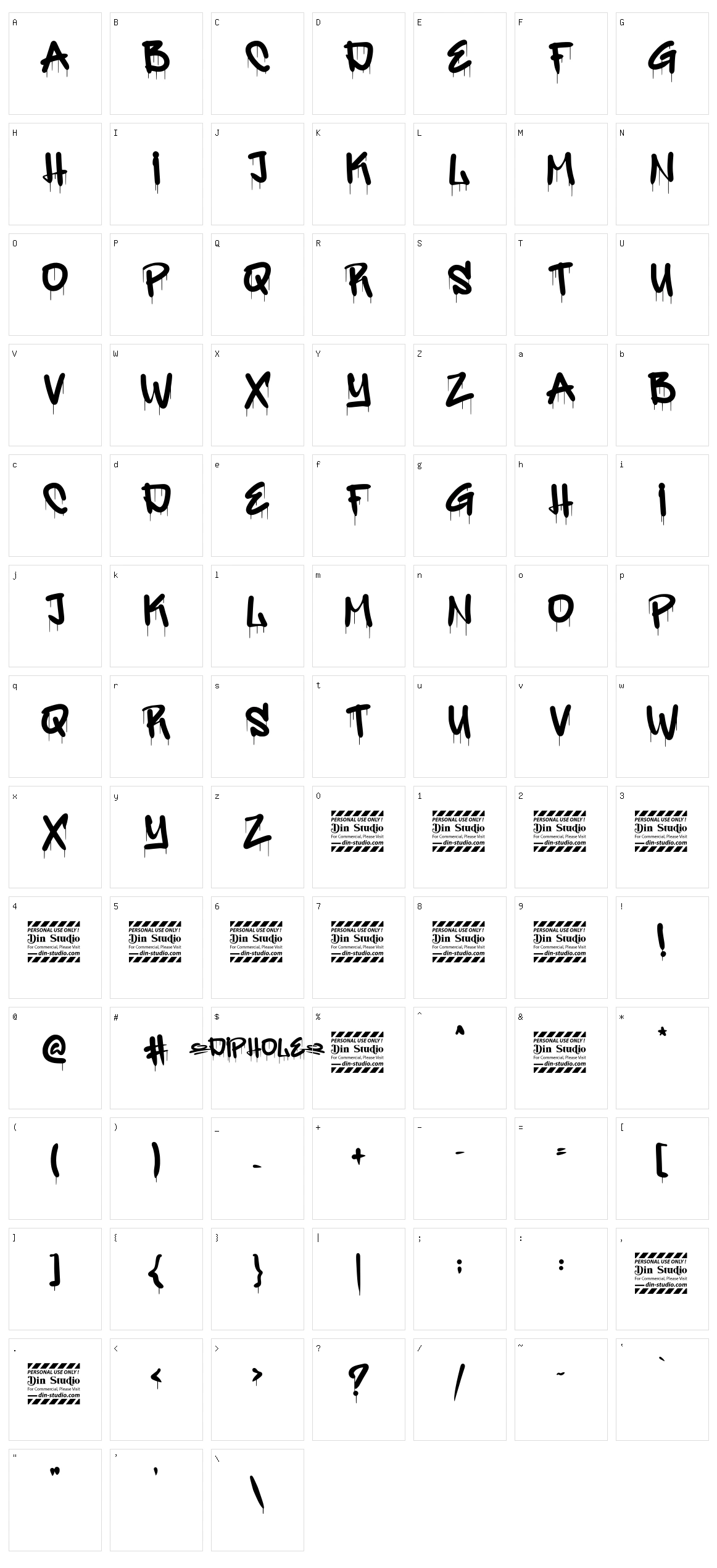 Diphole Character Set