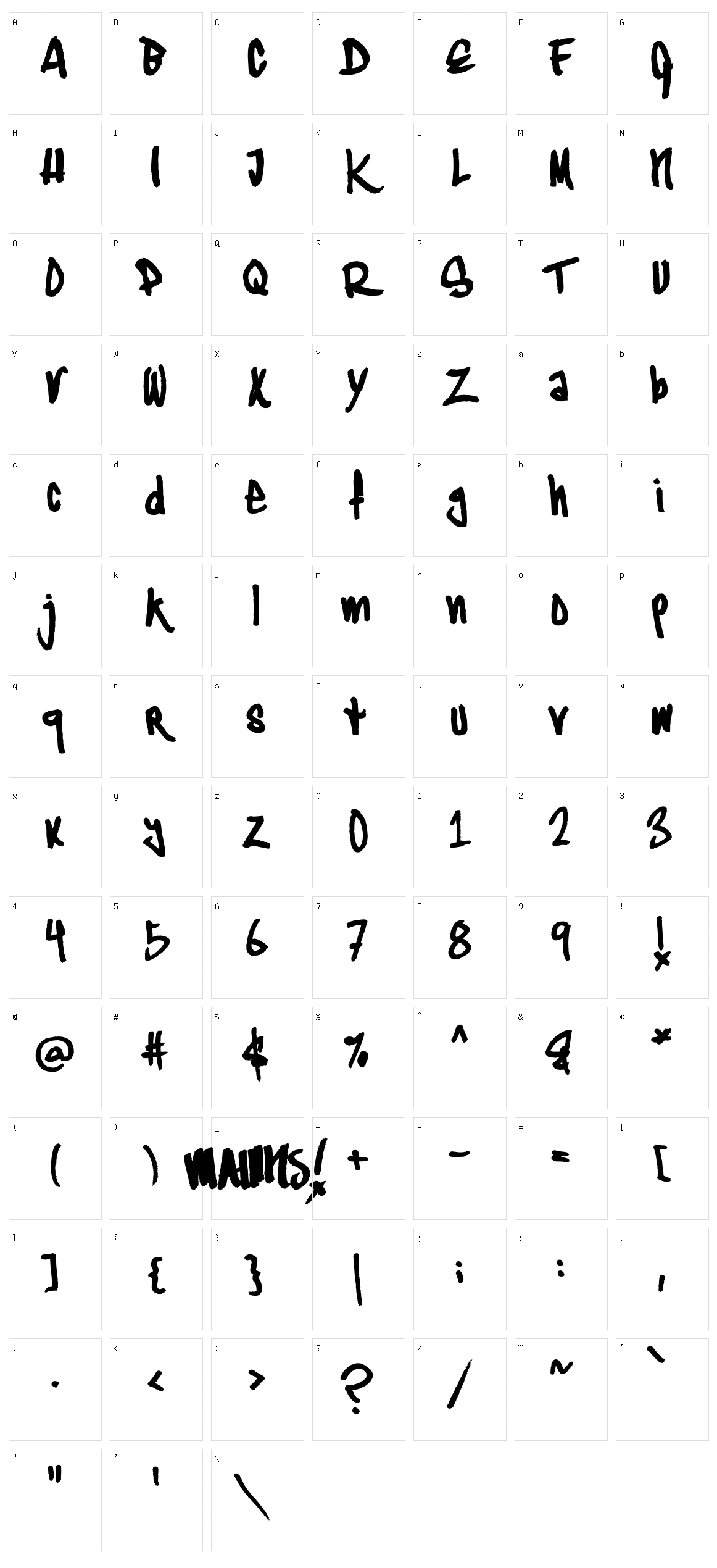 Typographic Onedalism Character Set