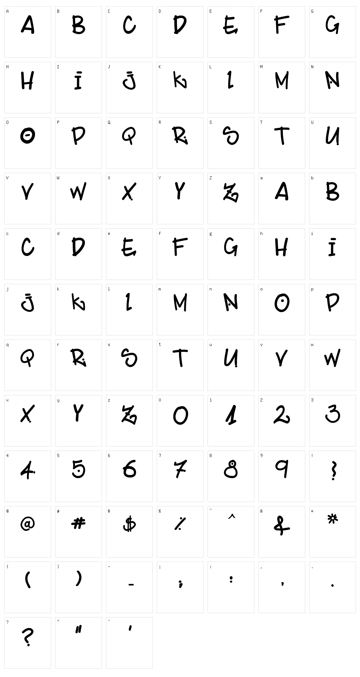 BillyBop Maj Tag Character Set