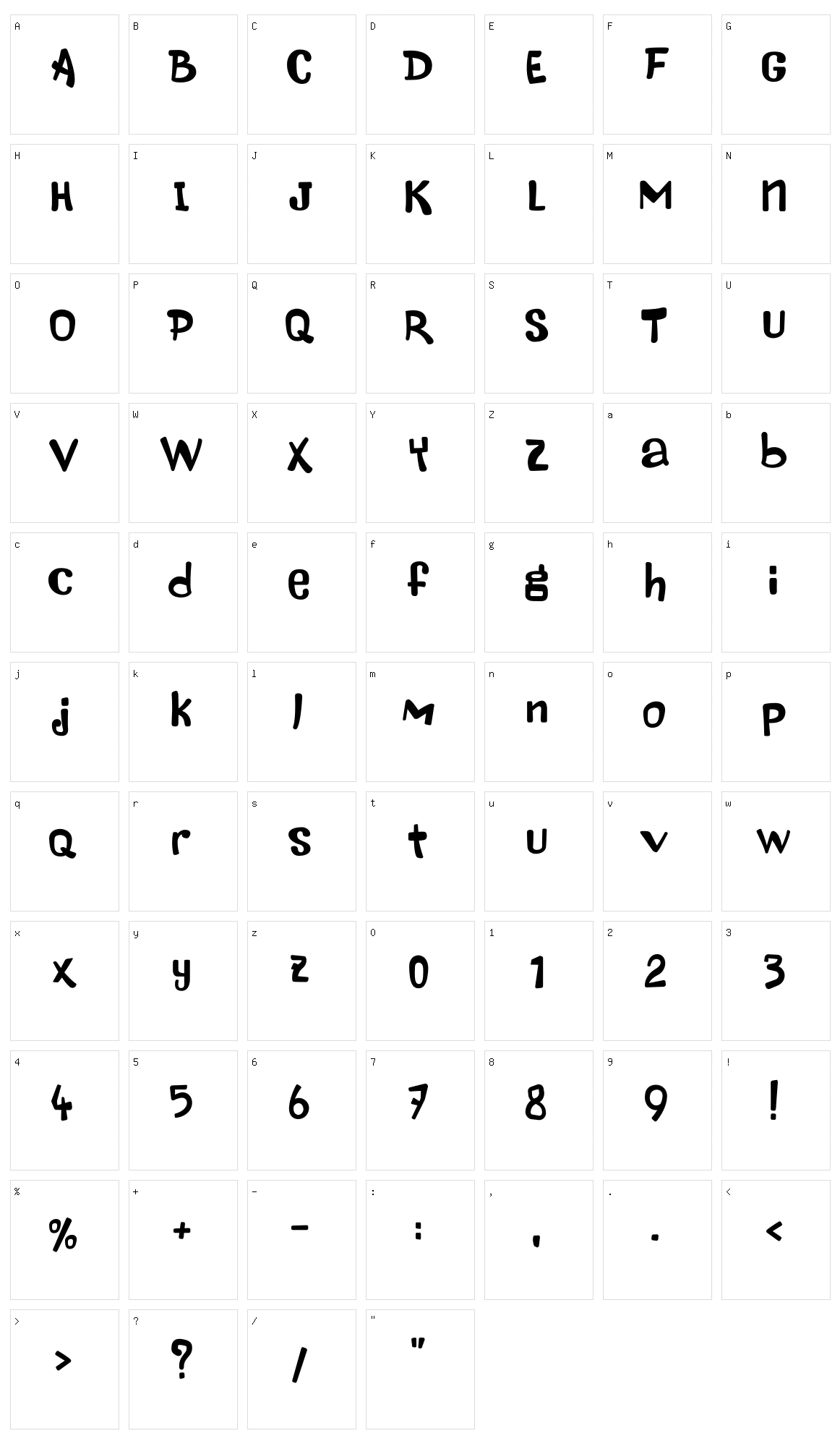 Maniac Letters Character Set