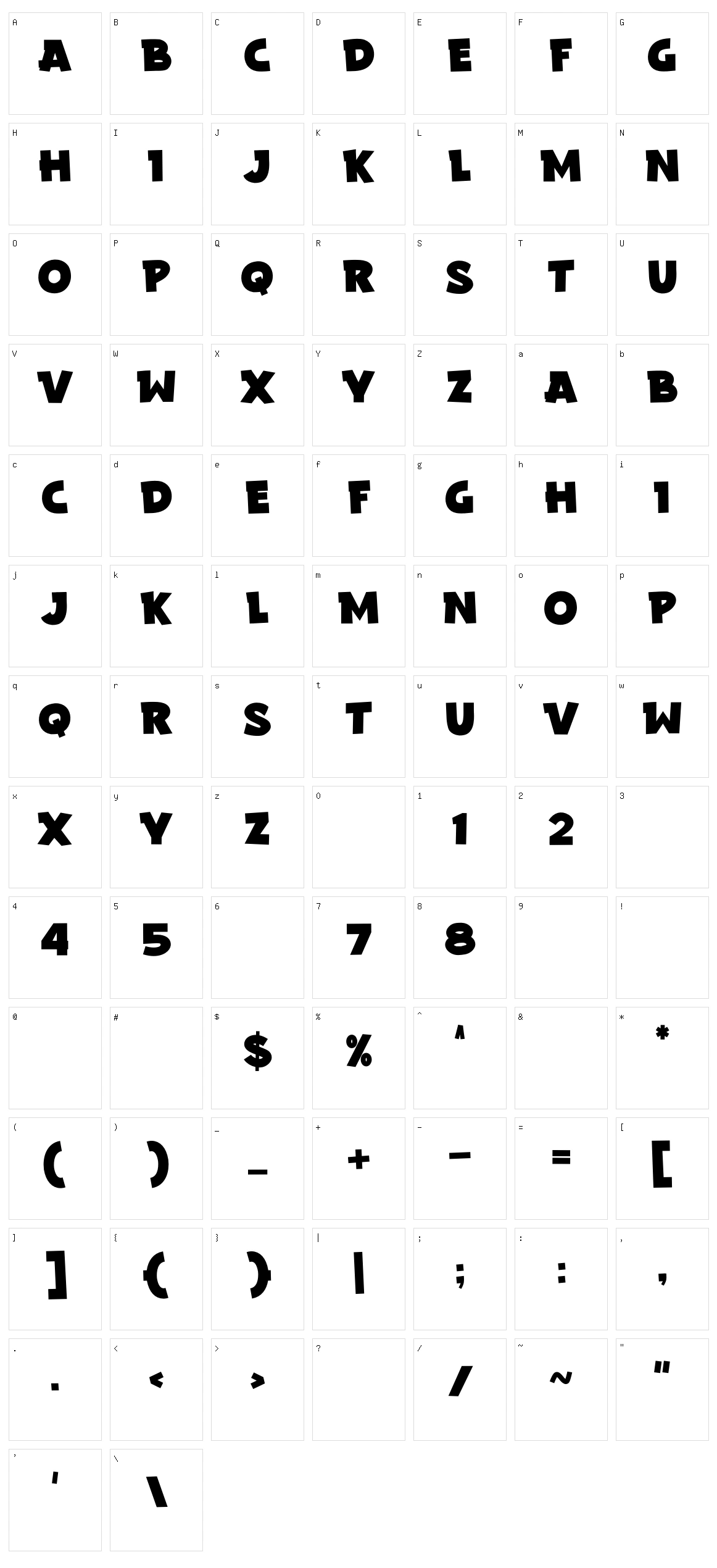 Mantab Character Set