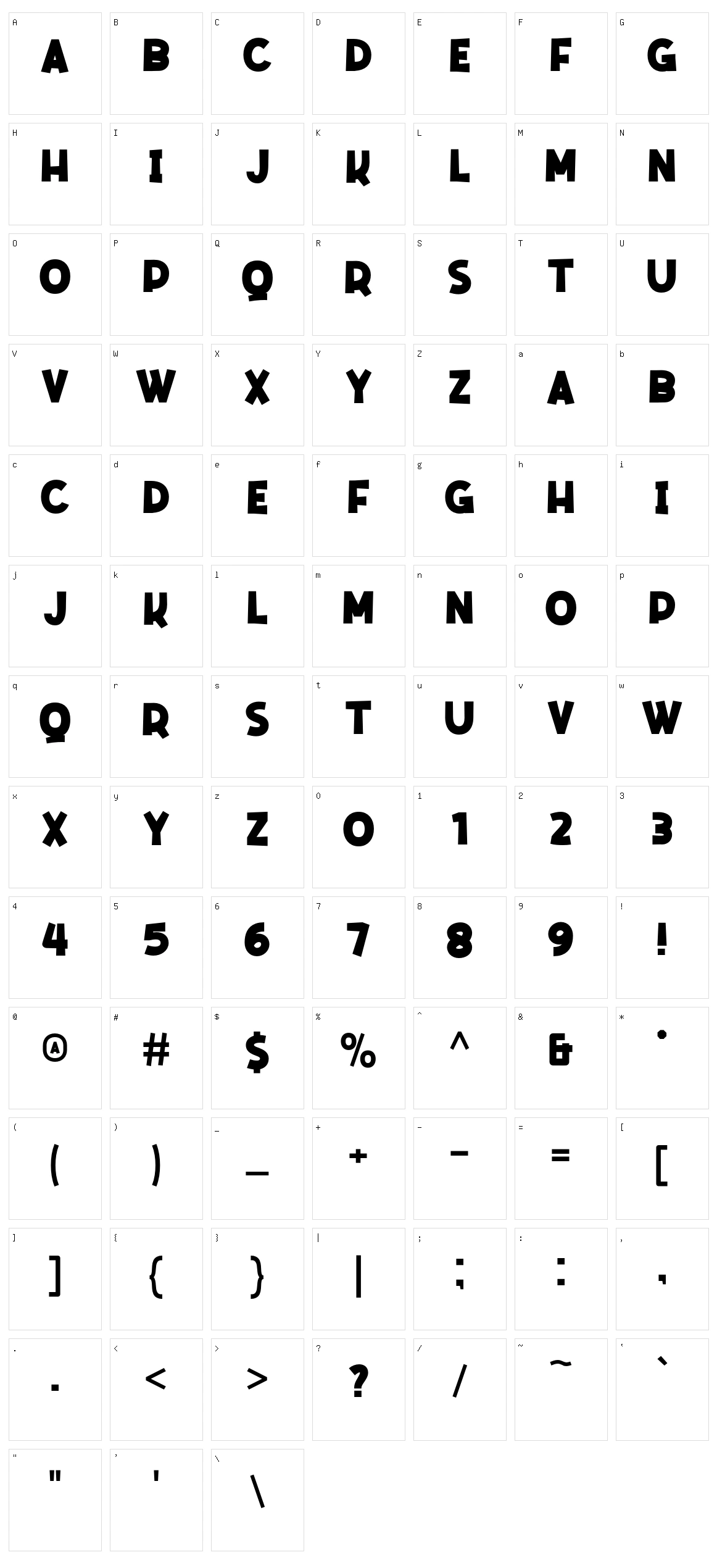 Mencrang Character Set